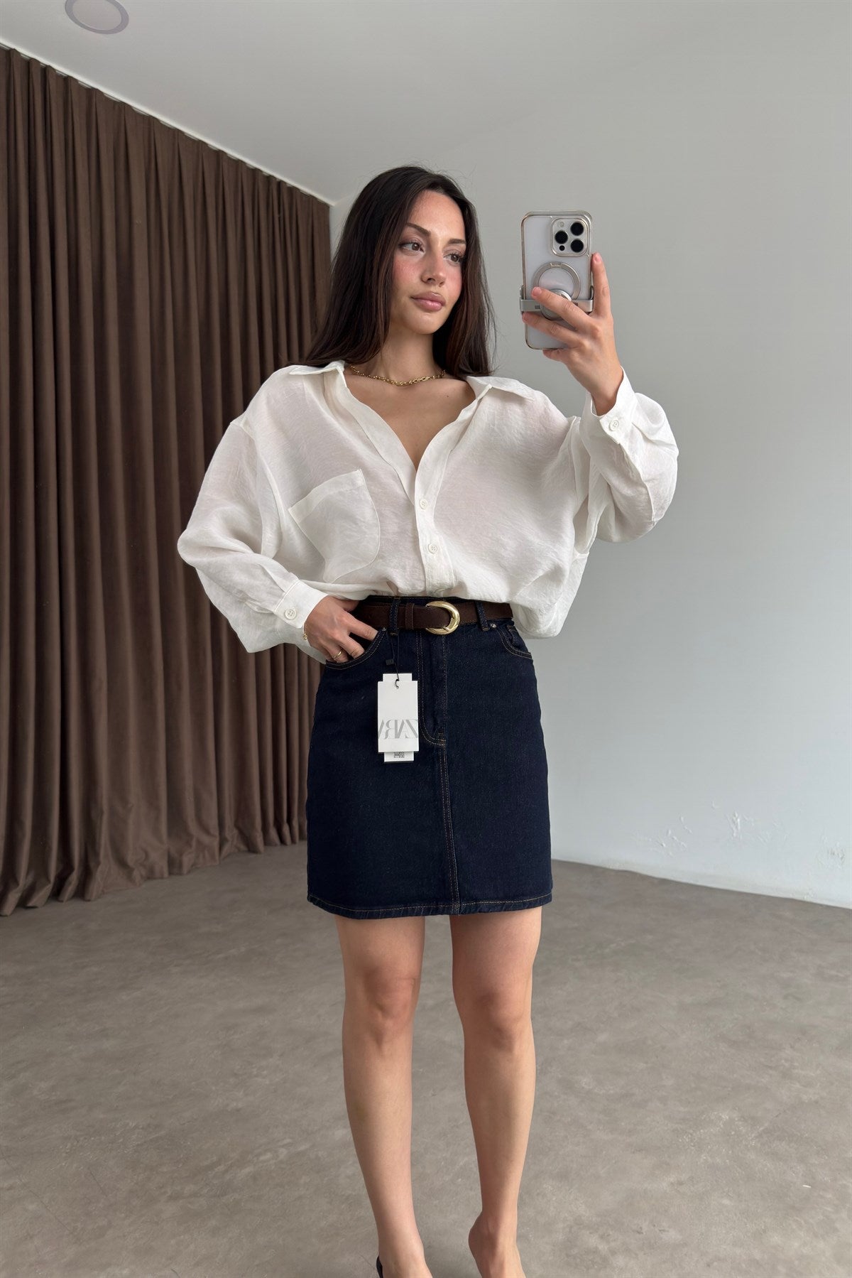 Zra Denim Lacivert Kısa Etek