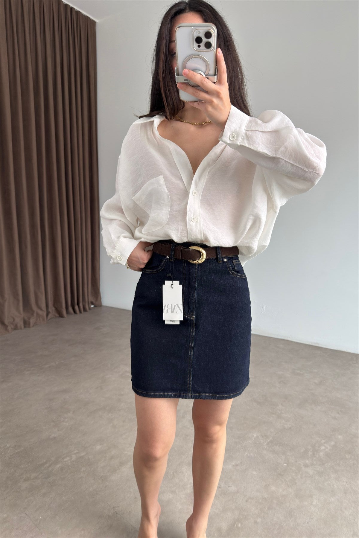 Zra Denim Lacivert Kısa Etek