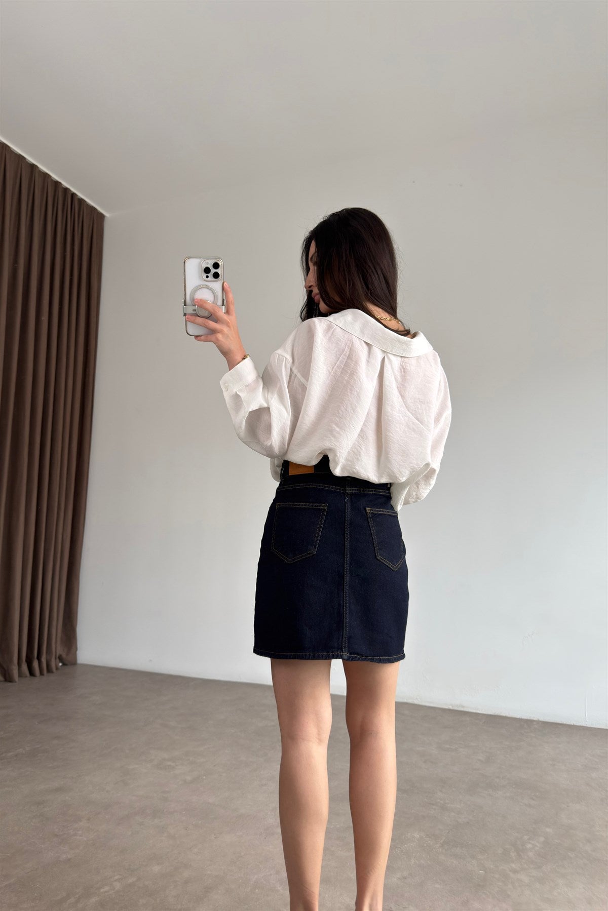 Zra Denim Lacivert Kısa Etek