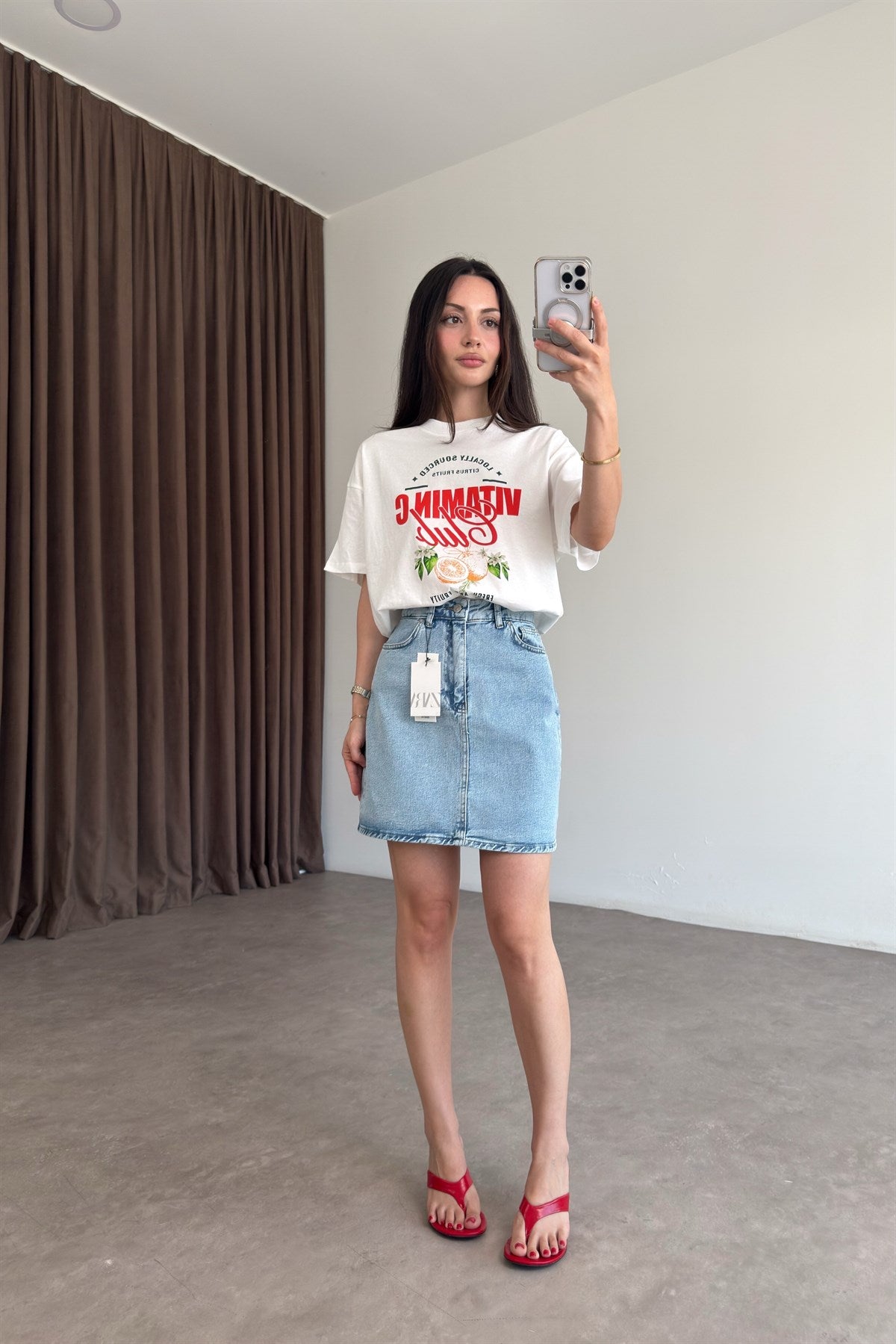 Zra Denim Light Blue Kısa Etek