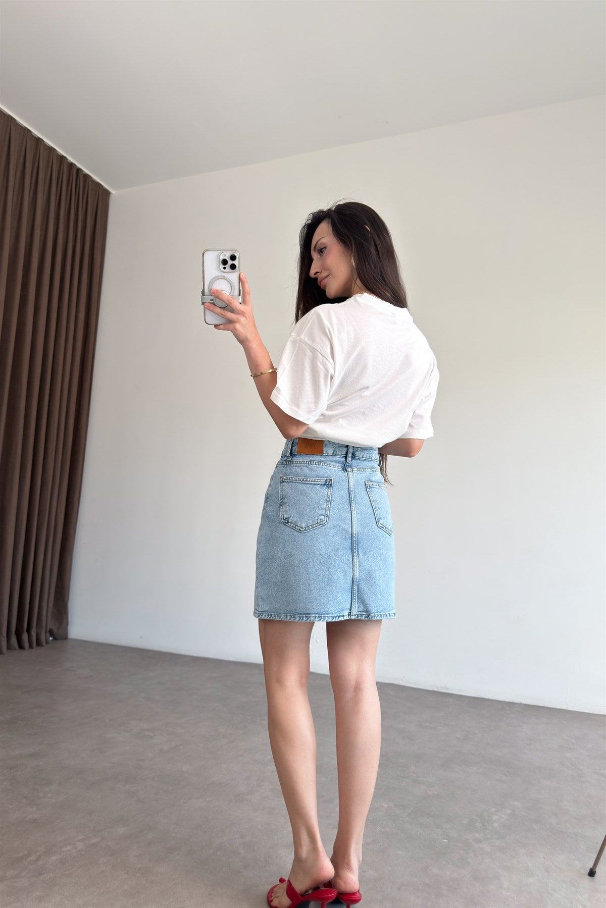 Zra Denim Light Blue Kısa Etek
