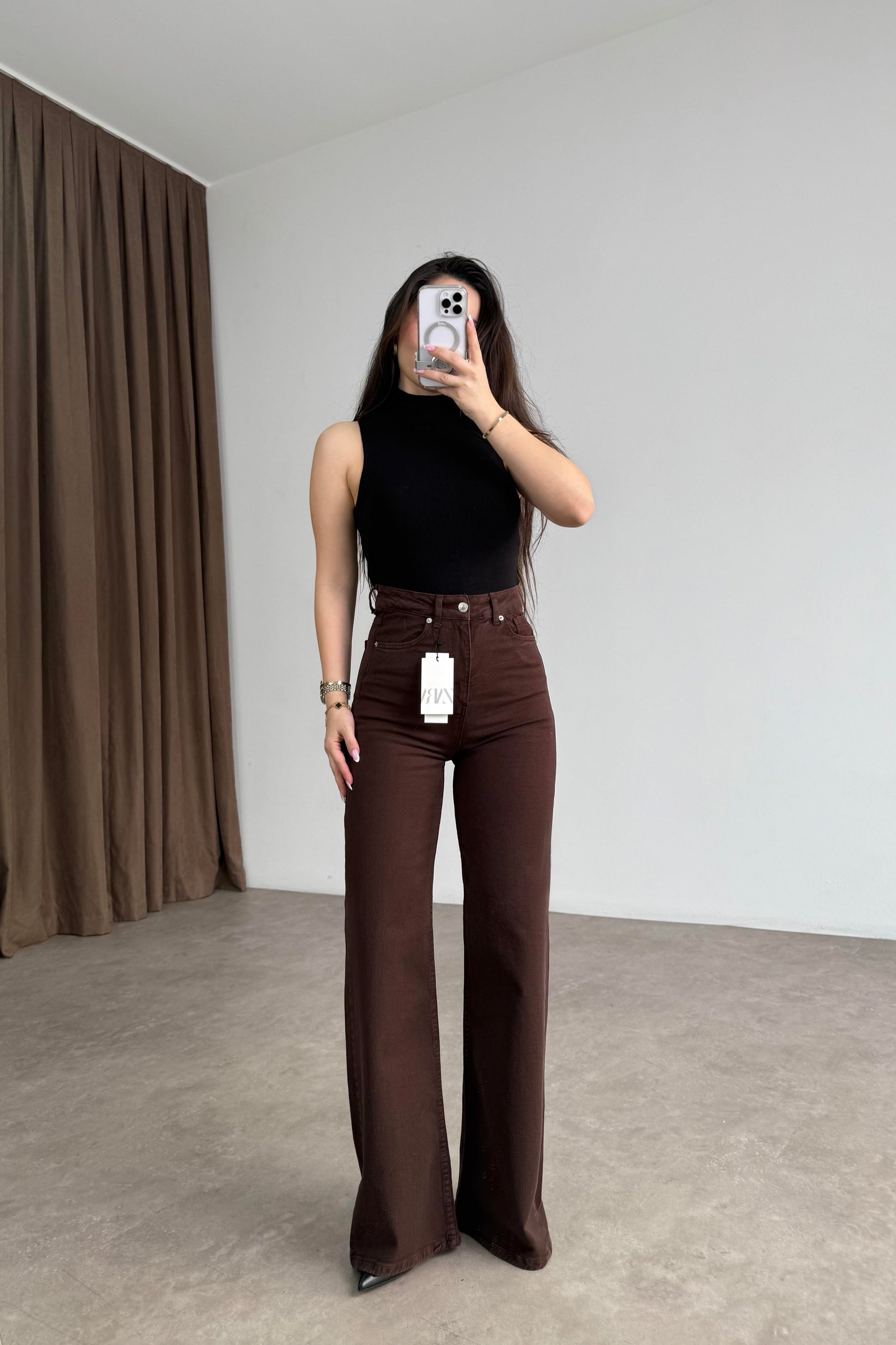 ZRA Dikişli Paça Straightleg Acı Kahve Jean