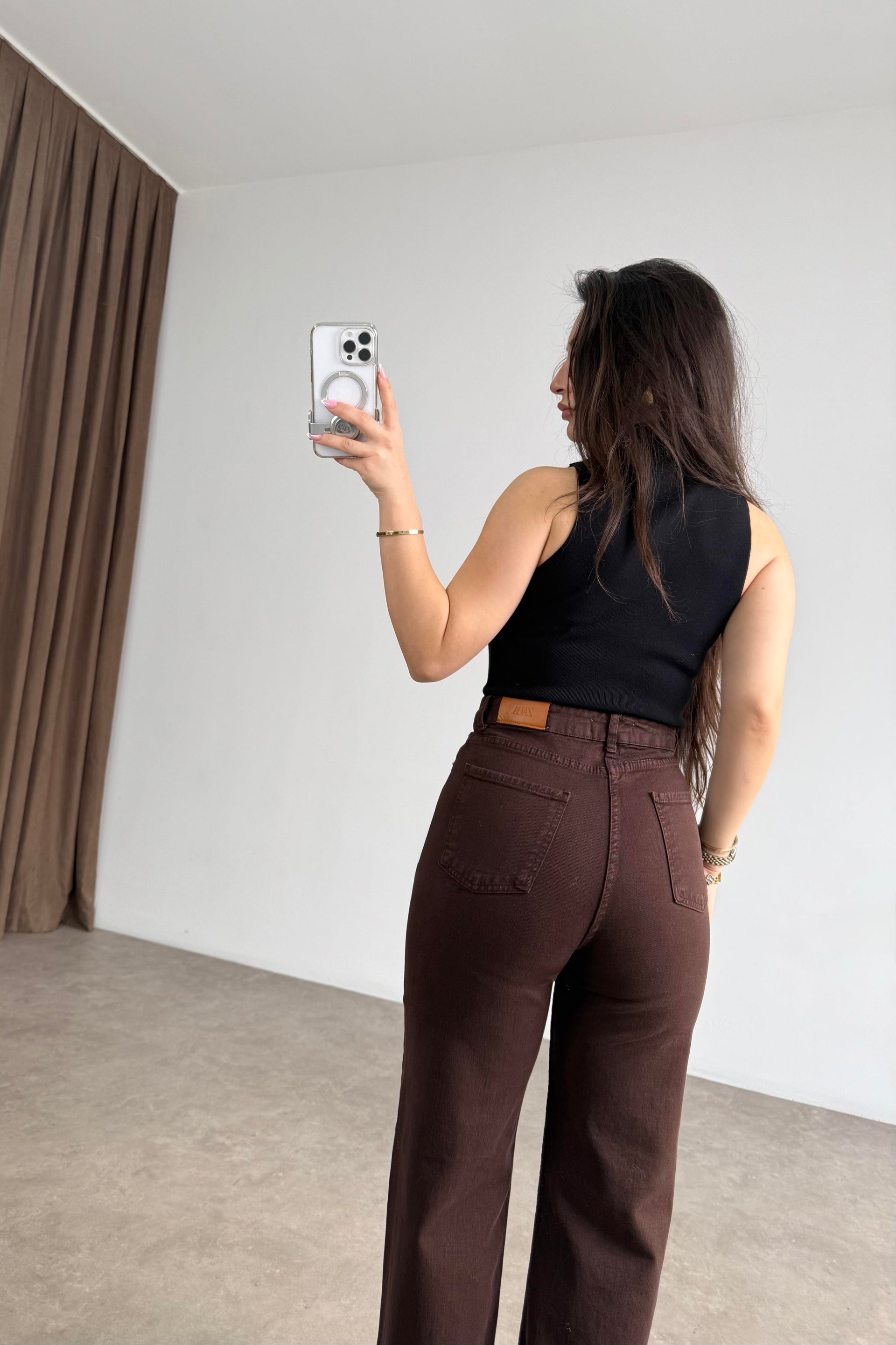 ZRA Dikişli Paça Straightleg Acı Kahve Jean