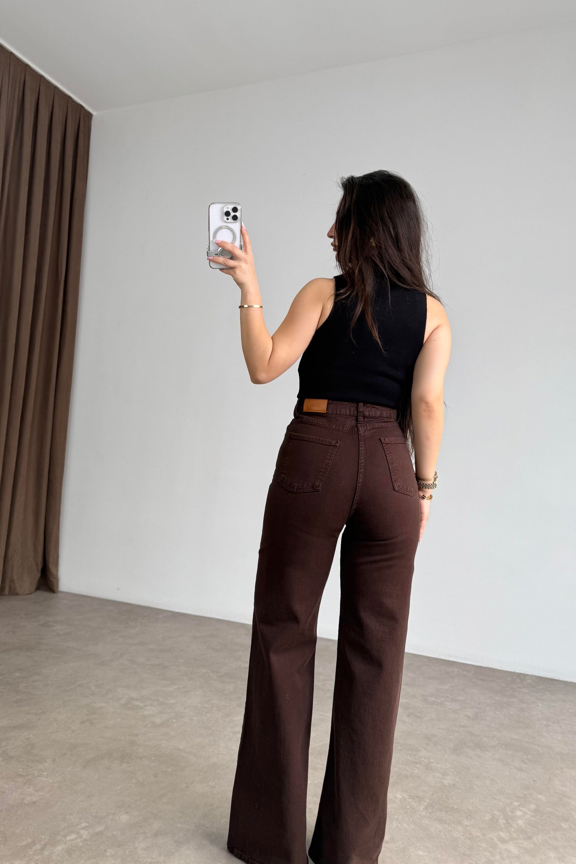 ZRA Dikişli Paça Straightleg Acı Kahve Jean