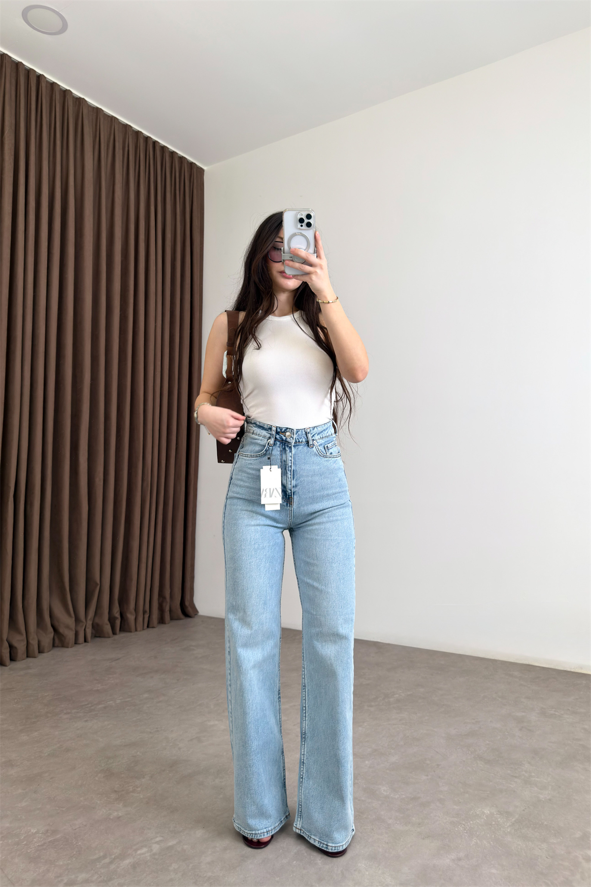 ZRA Dikişli Paça Straightleg Ice  Blue Jean