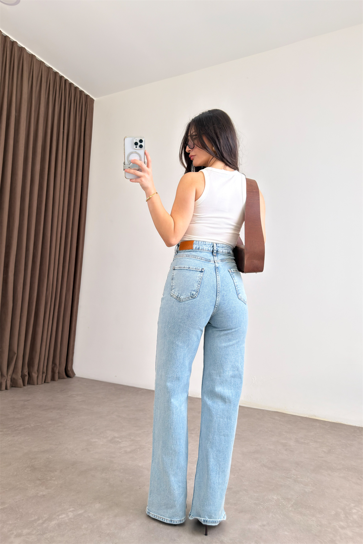 ZRA Dikişli Paça Straightleg Ice  Blue Jean