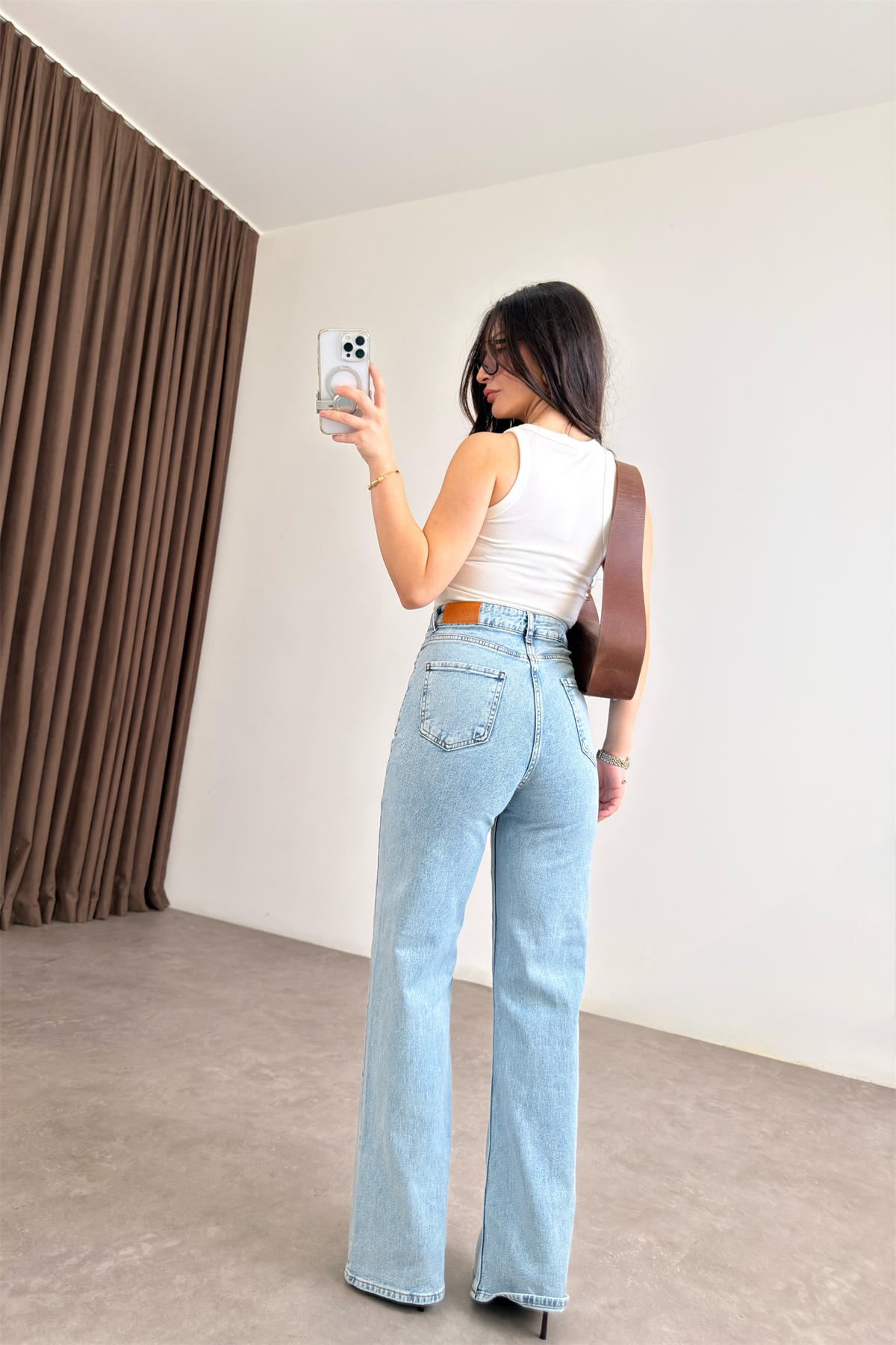 ZRA Dikişli Paça Straightleg Ice  Blue Jean