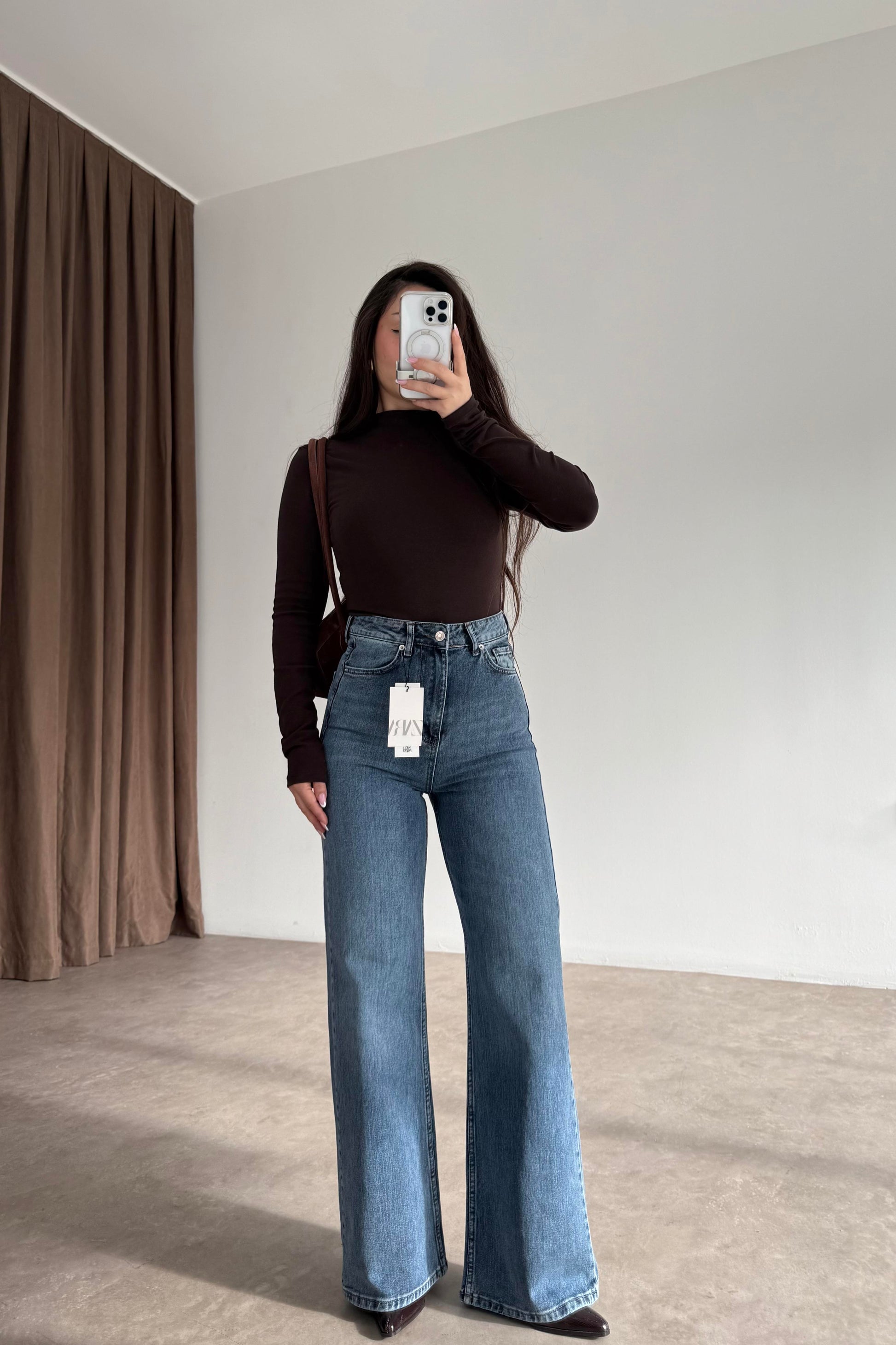 ZRA Dikişli Paça Straightleg OrtaMavi Jean