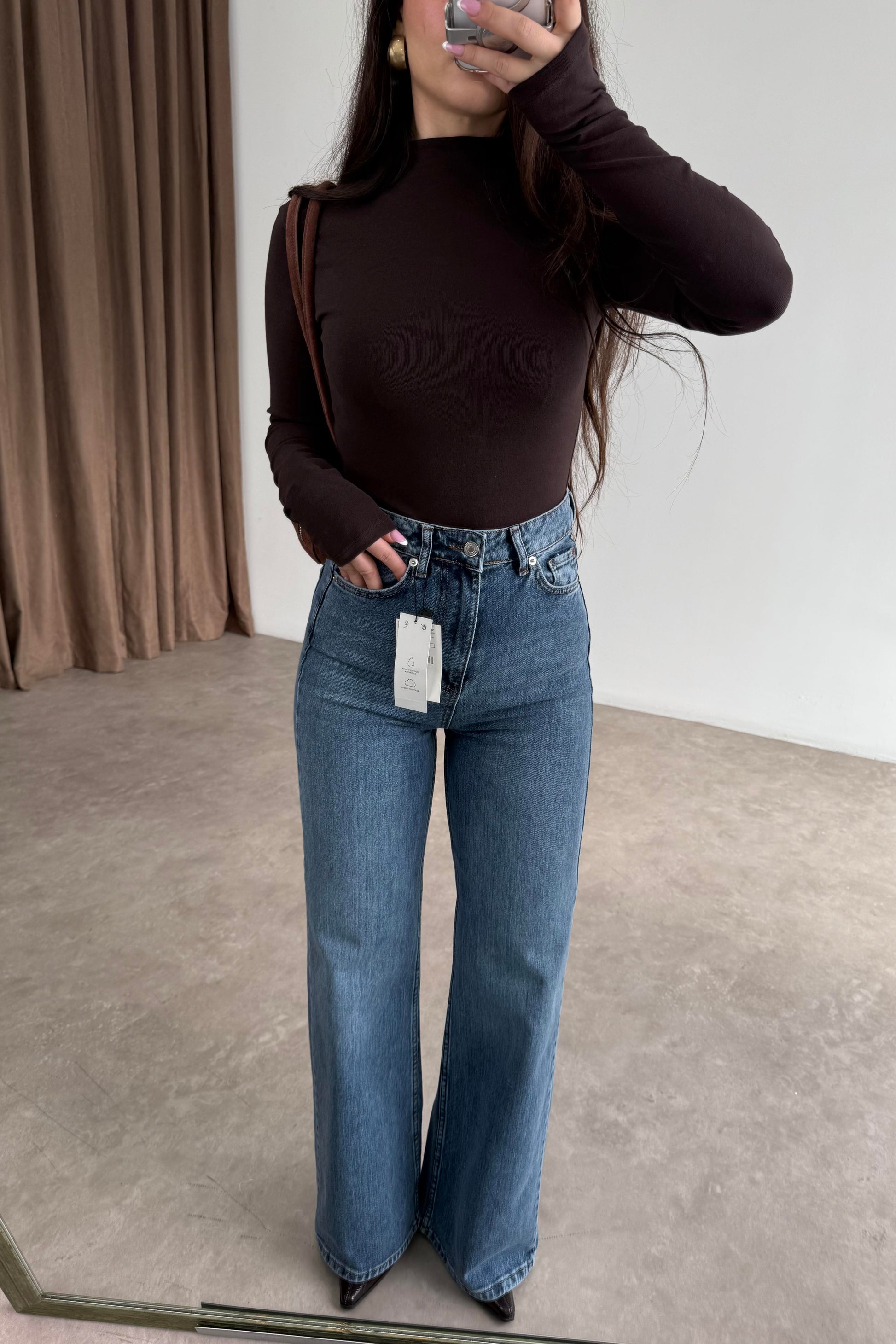 ZRA Dikişli Paça Straightleg OrtaMavi Jean
