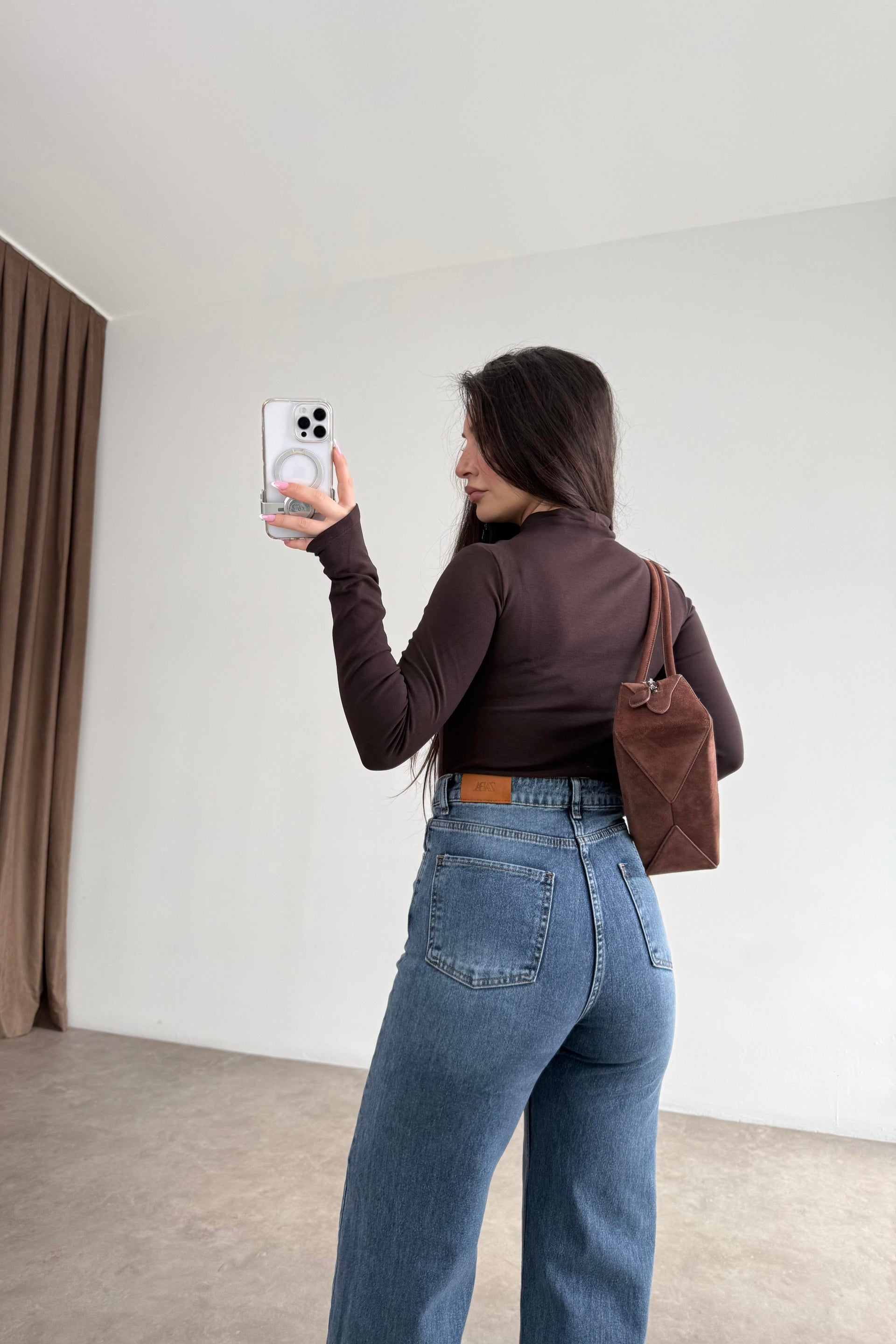ZRA Dikişli Paça Straightleg OrtaMavi Jean