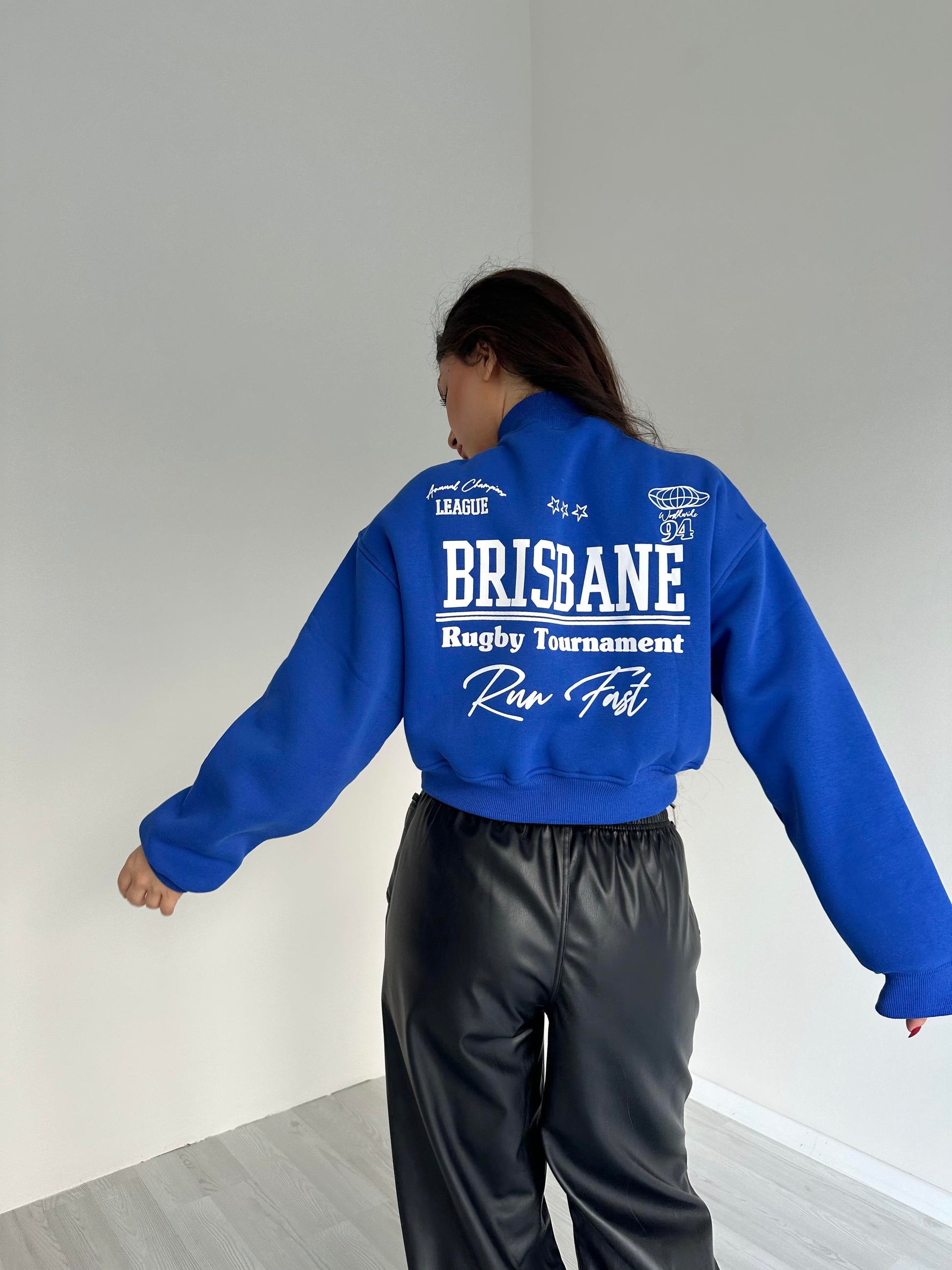 Fermuarlı Yakalı Mavi  Zr. Sweatshirt