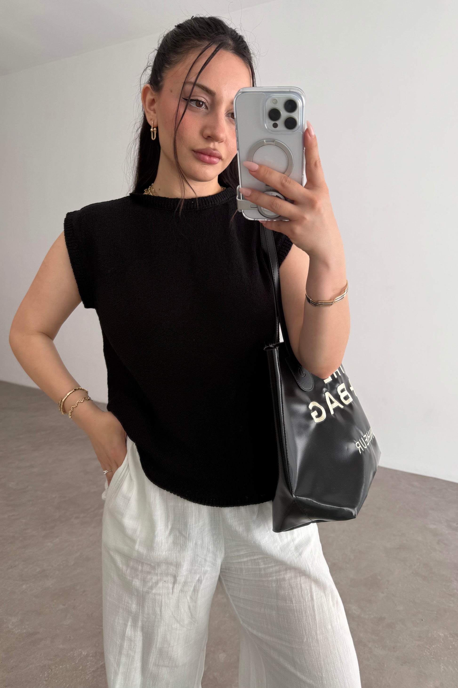 Zra Model Kolsuz Triko Bluz Black