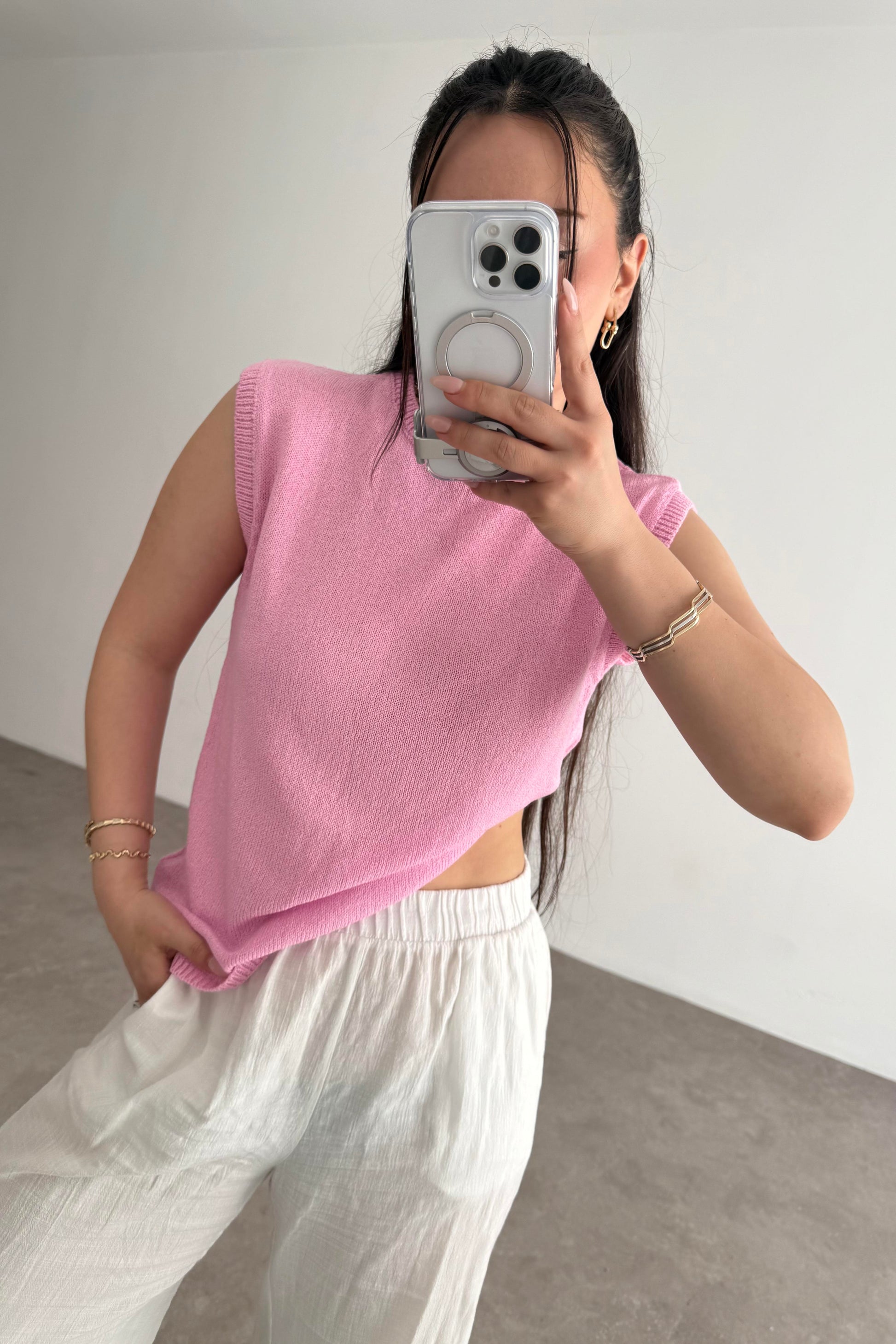 Zra Model Kolsuz Triko Bluz Pink