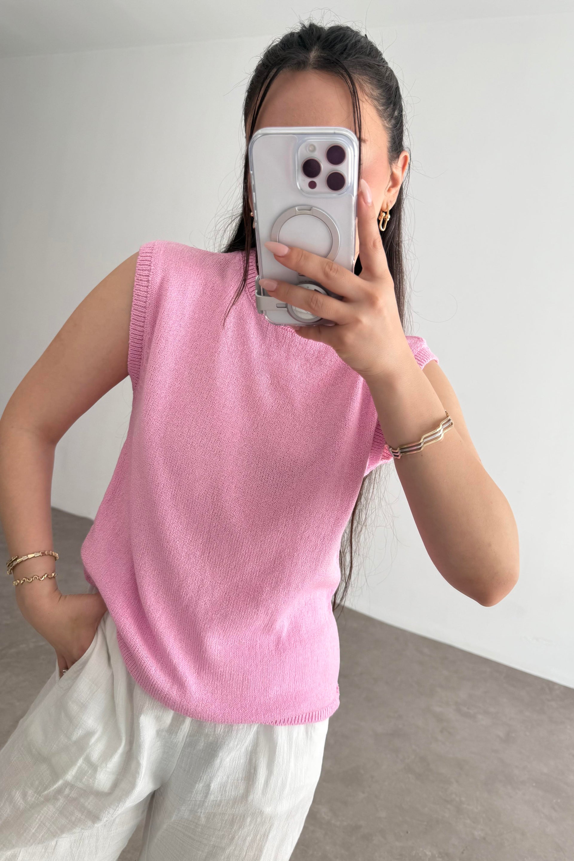 Zra Model Kolsuz Triko Bluz Pink