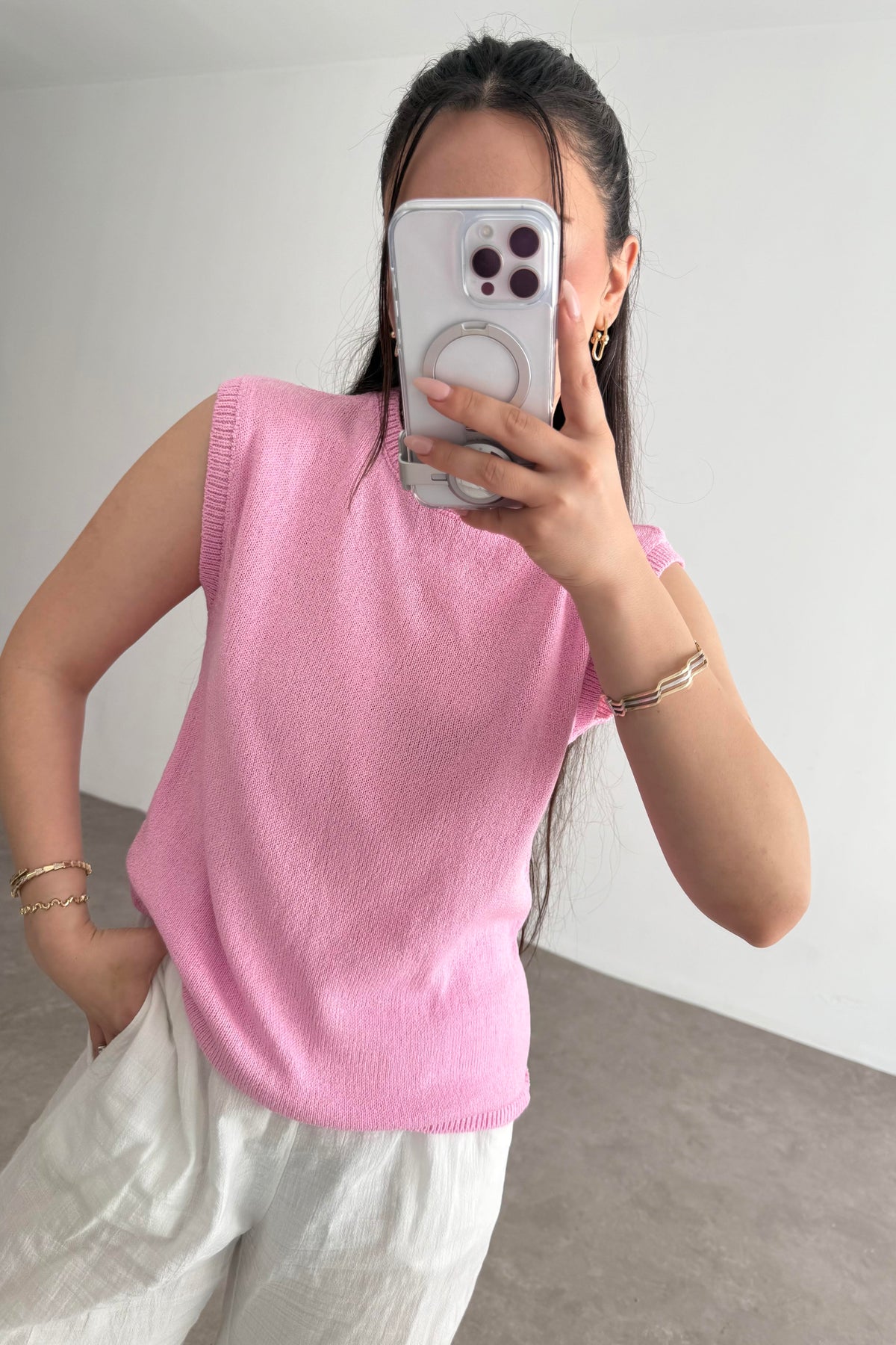 Zra Model Kolsuz Triko Bluz Pink
