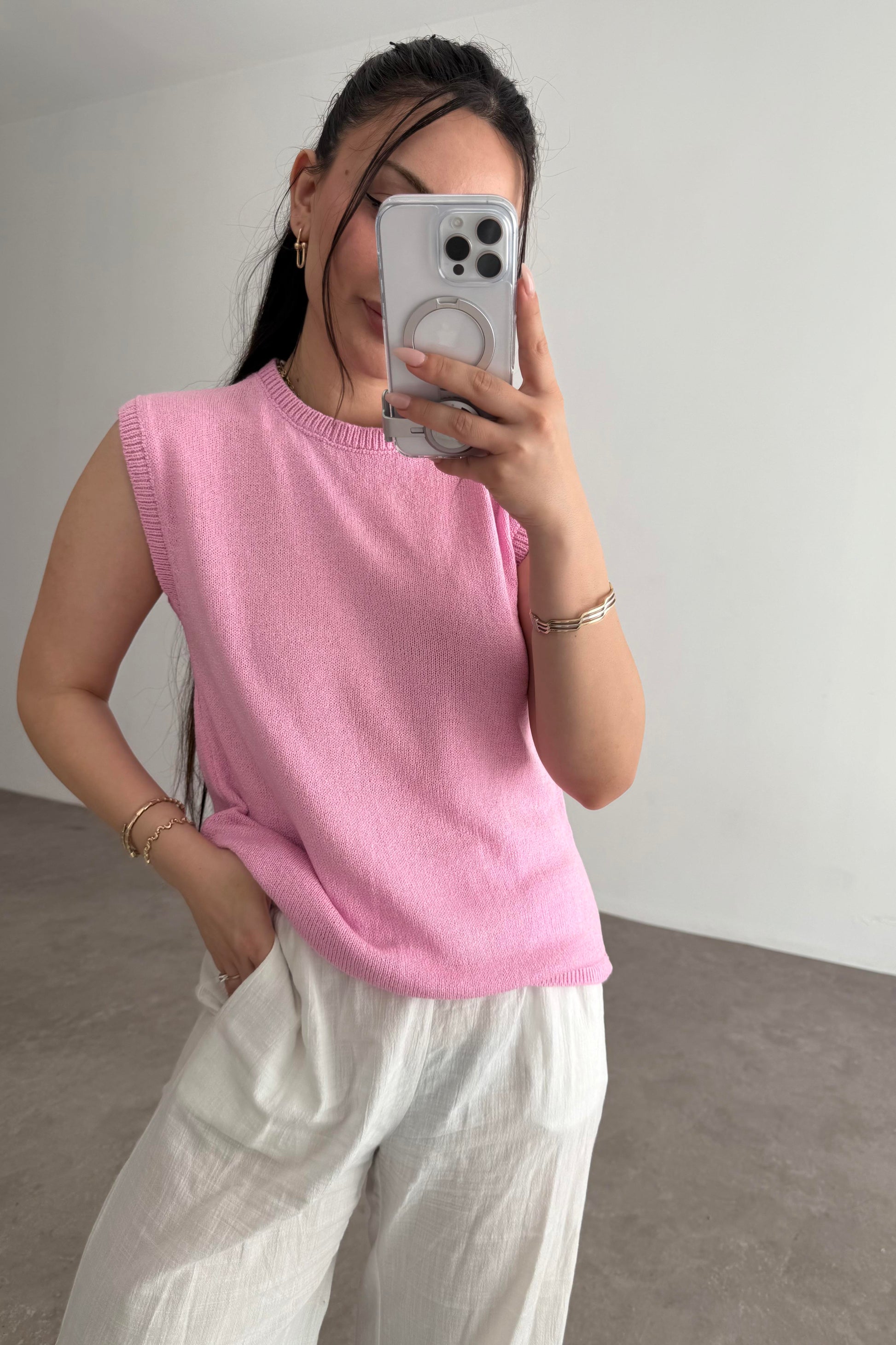 Zra Model Kolsuz Triko Bluz Pink