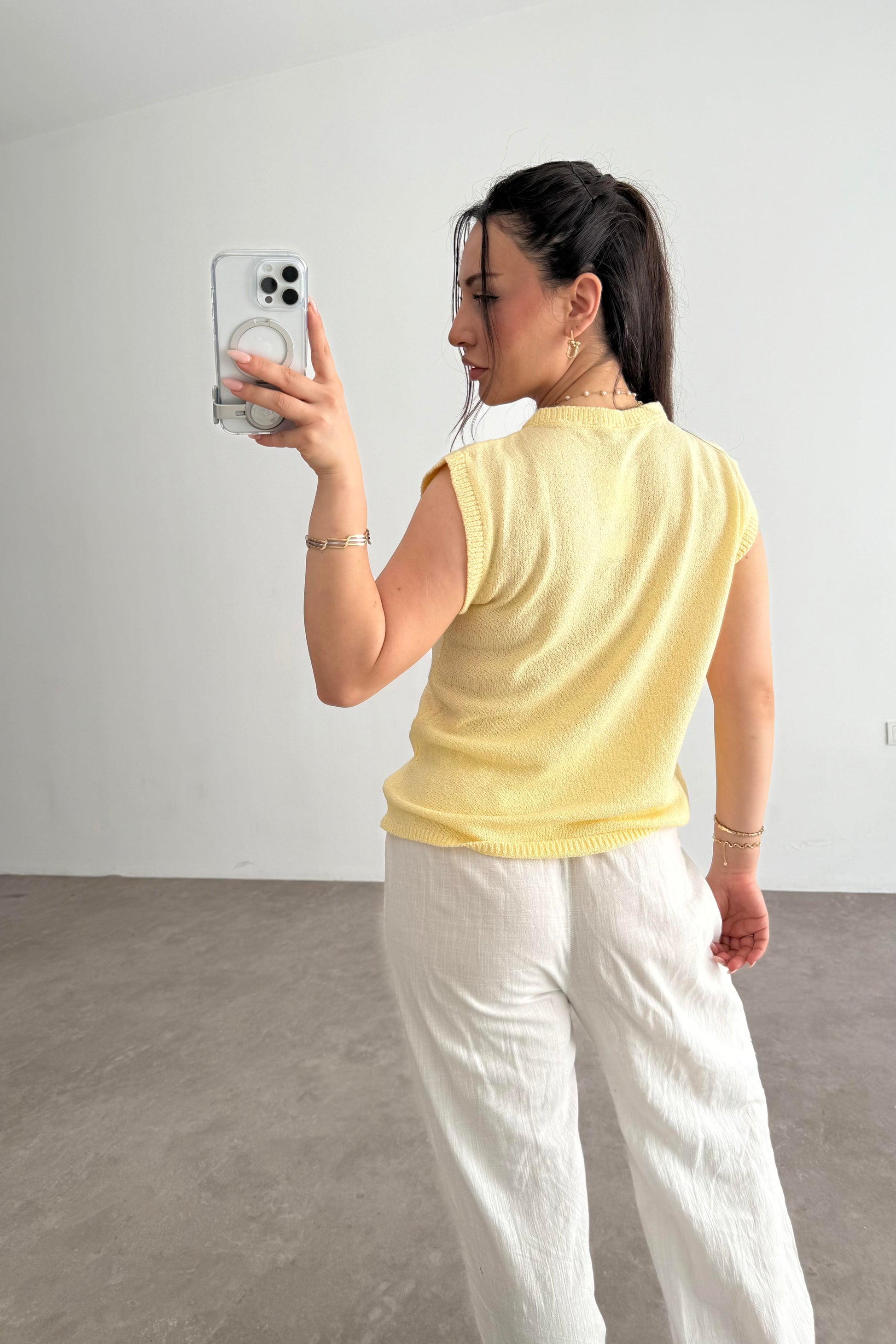 Zra Model Kolsuz Triko Bluz Yellow