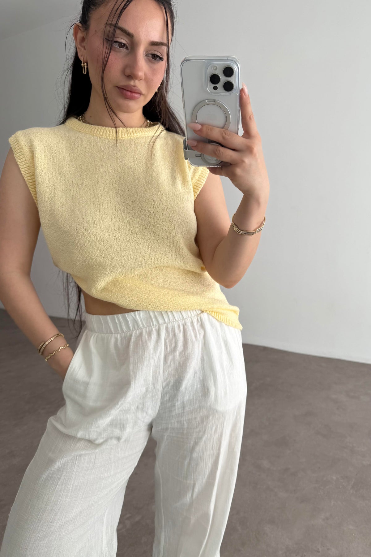 Zra Model Kolsuz Triko Bluz Yellow