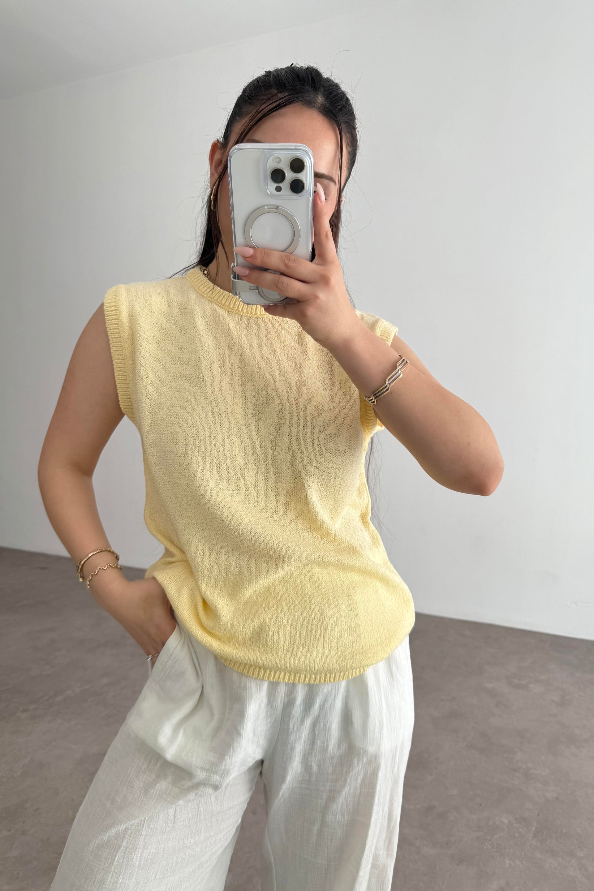 Zra Model Kolsuz Triko Bluz Yellow