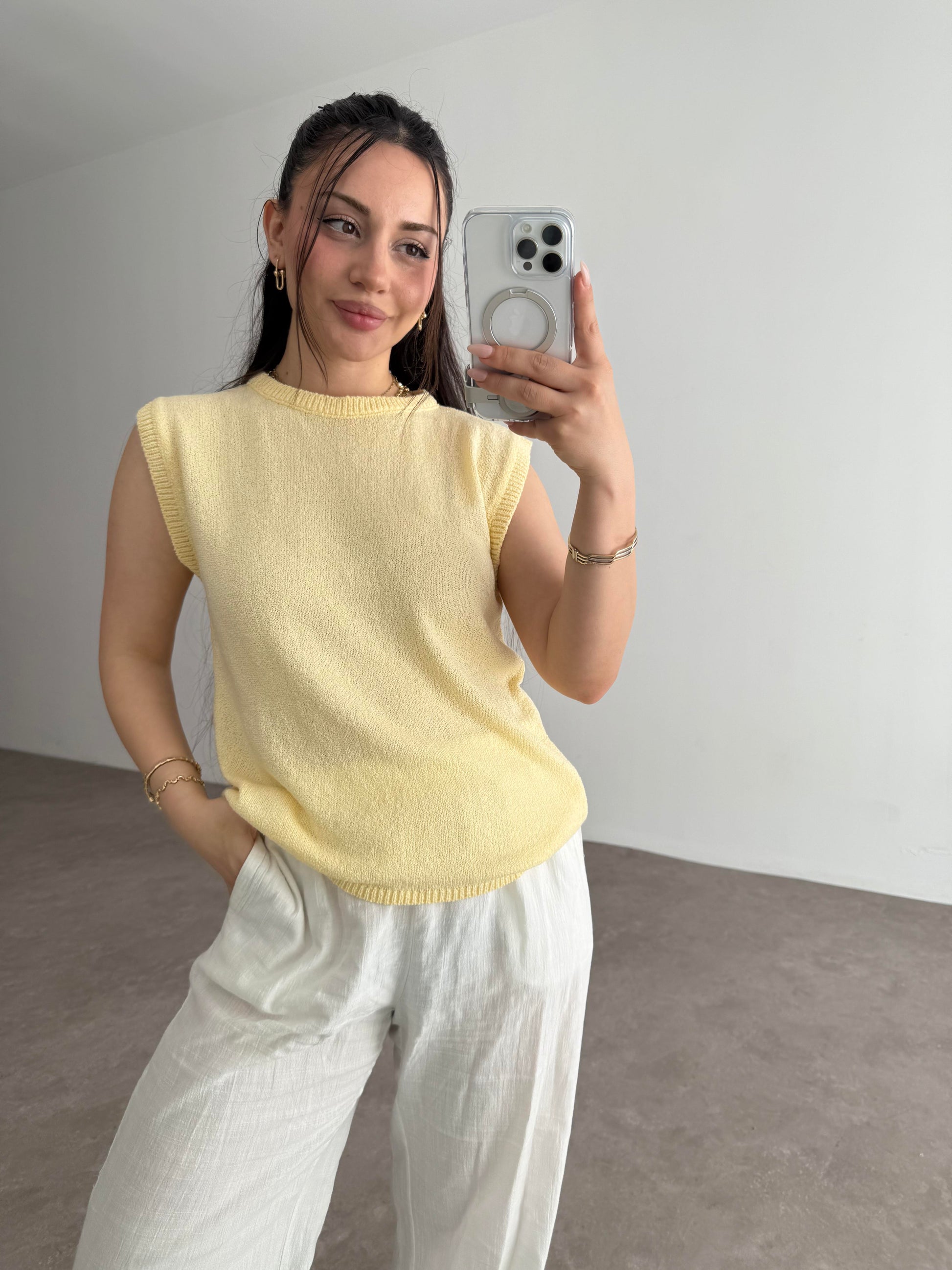 Zra Model Kolsuz Triko Bluz Yellow