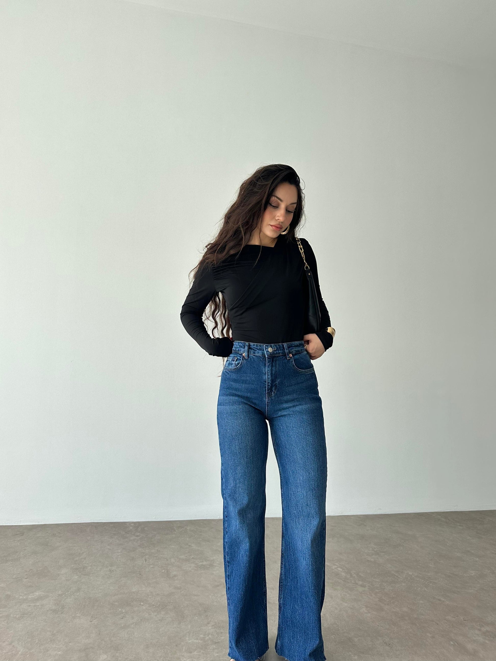 ZRA Likralı Straigtleg Jean Dark Blue