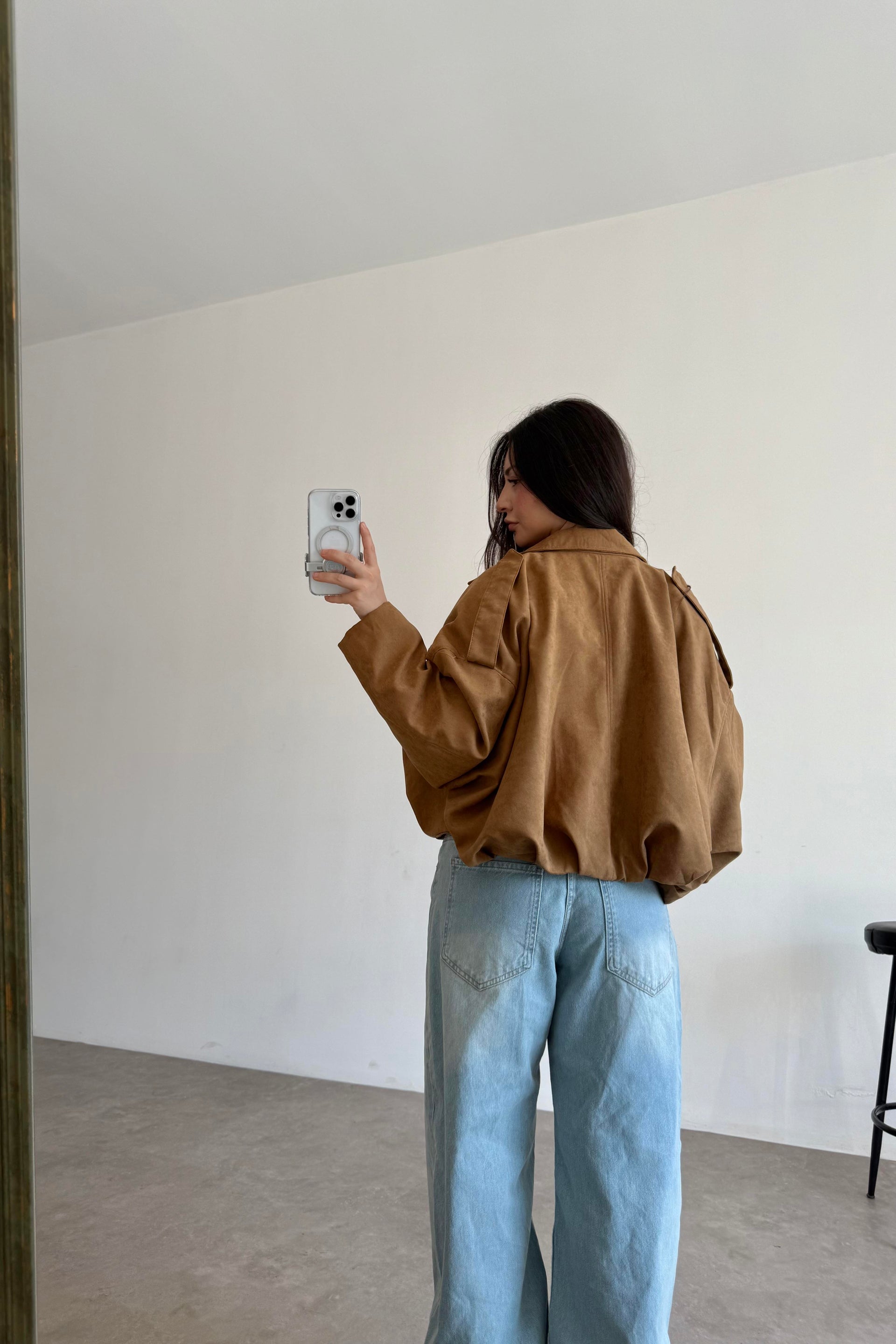 Zra Model Dokulu Süet Birch Bomber Ceket