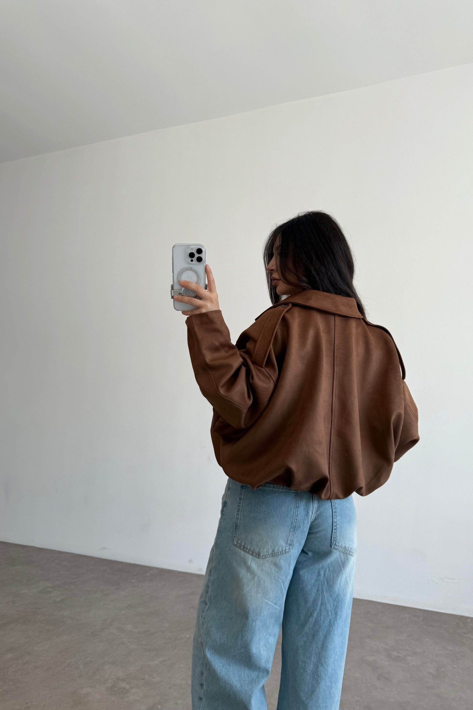 ZRA Model Kahve Bomber Süet Ceket