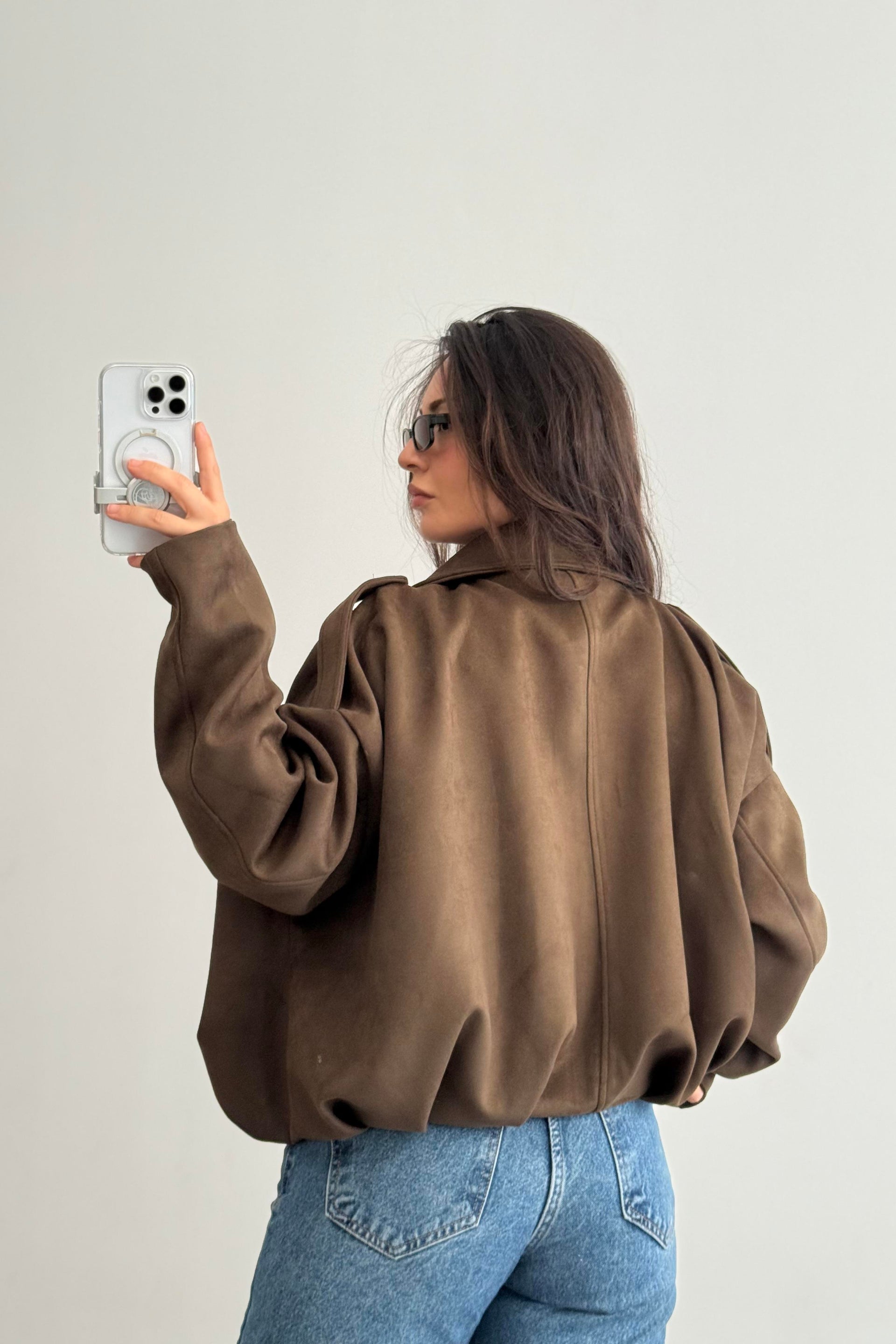 ZRA Model Kahve Bomber Süet Ceket