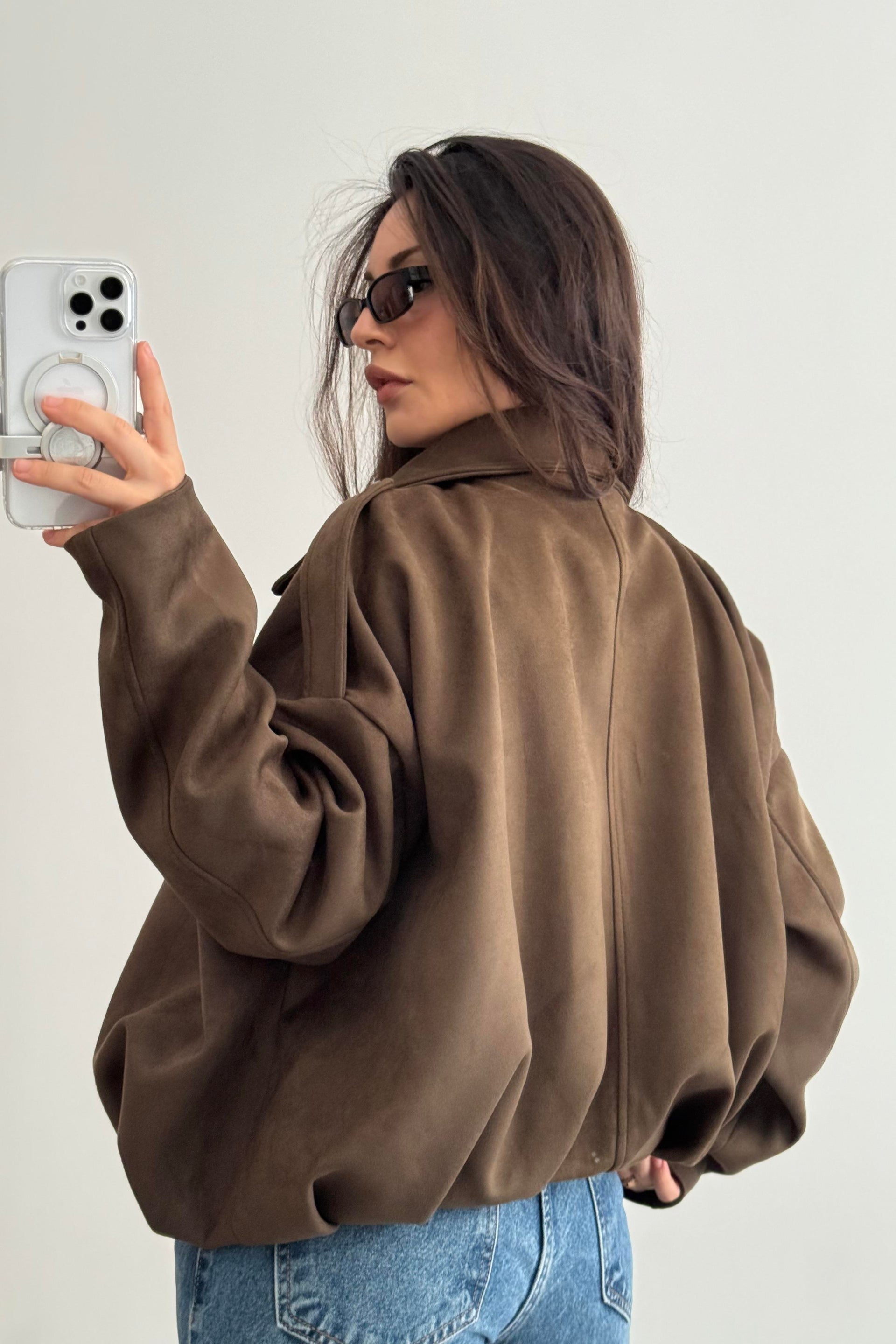 ZRA Model Kahve Bomber Süet Ceket