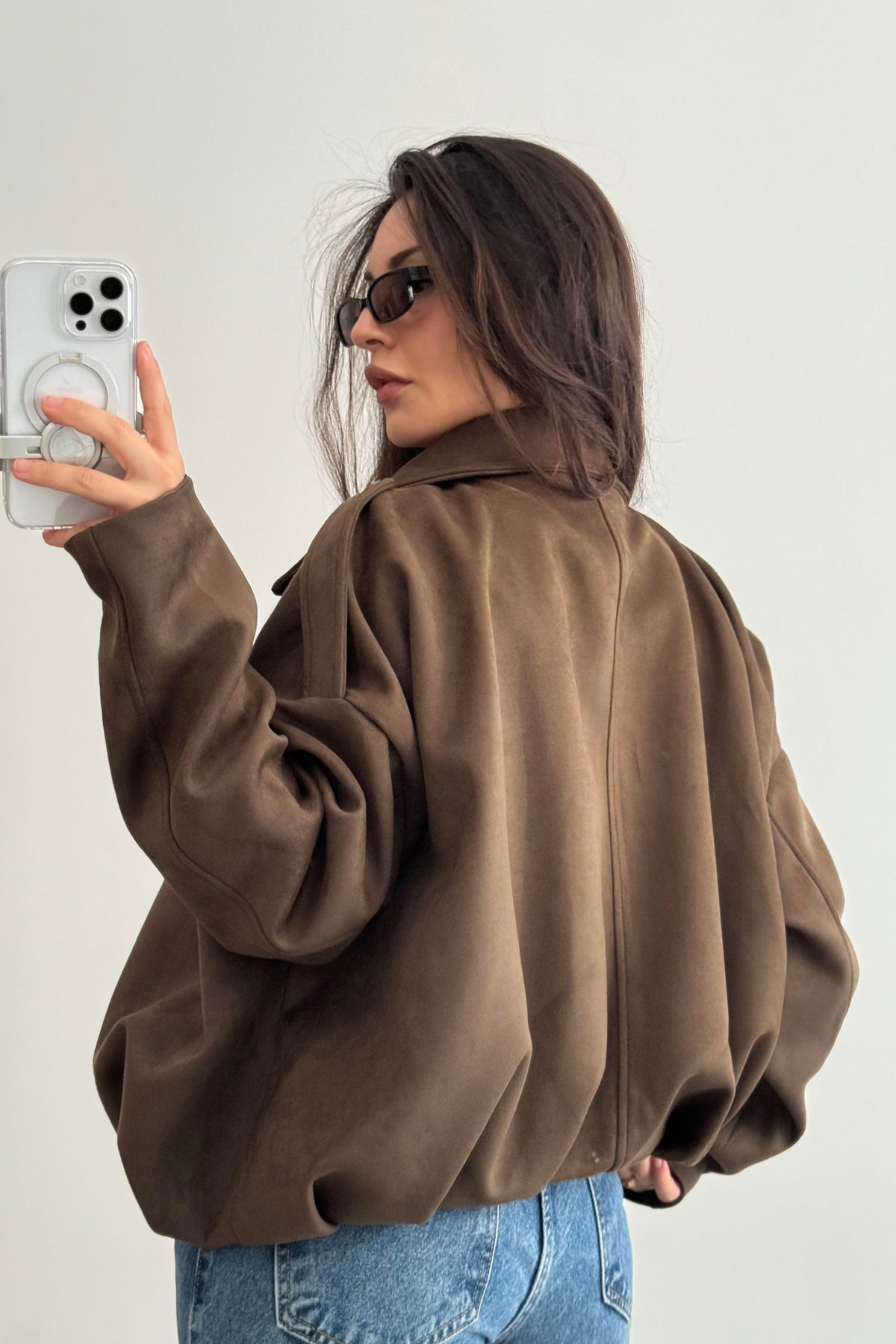 ZRA Model Kahve Bomber Süet Ceket
