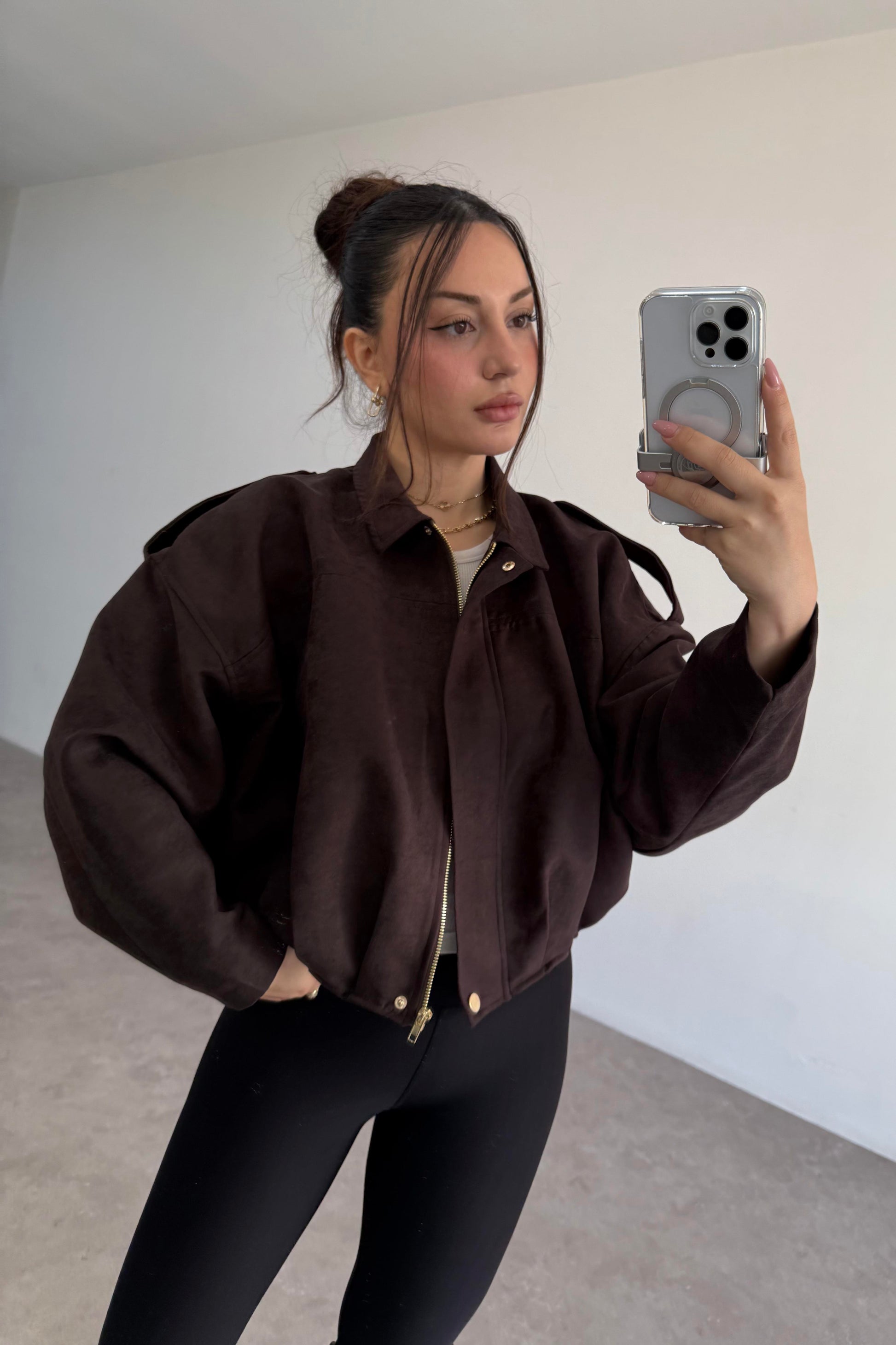 ZRA Model Premium Acı Kahve Bomber Süet Ceket