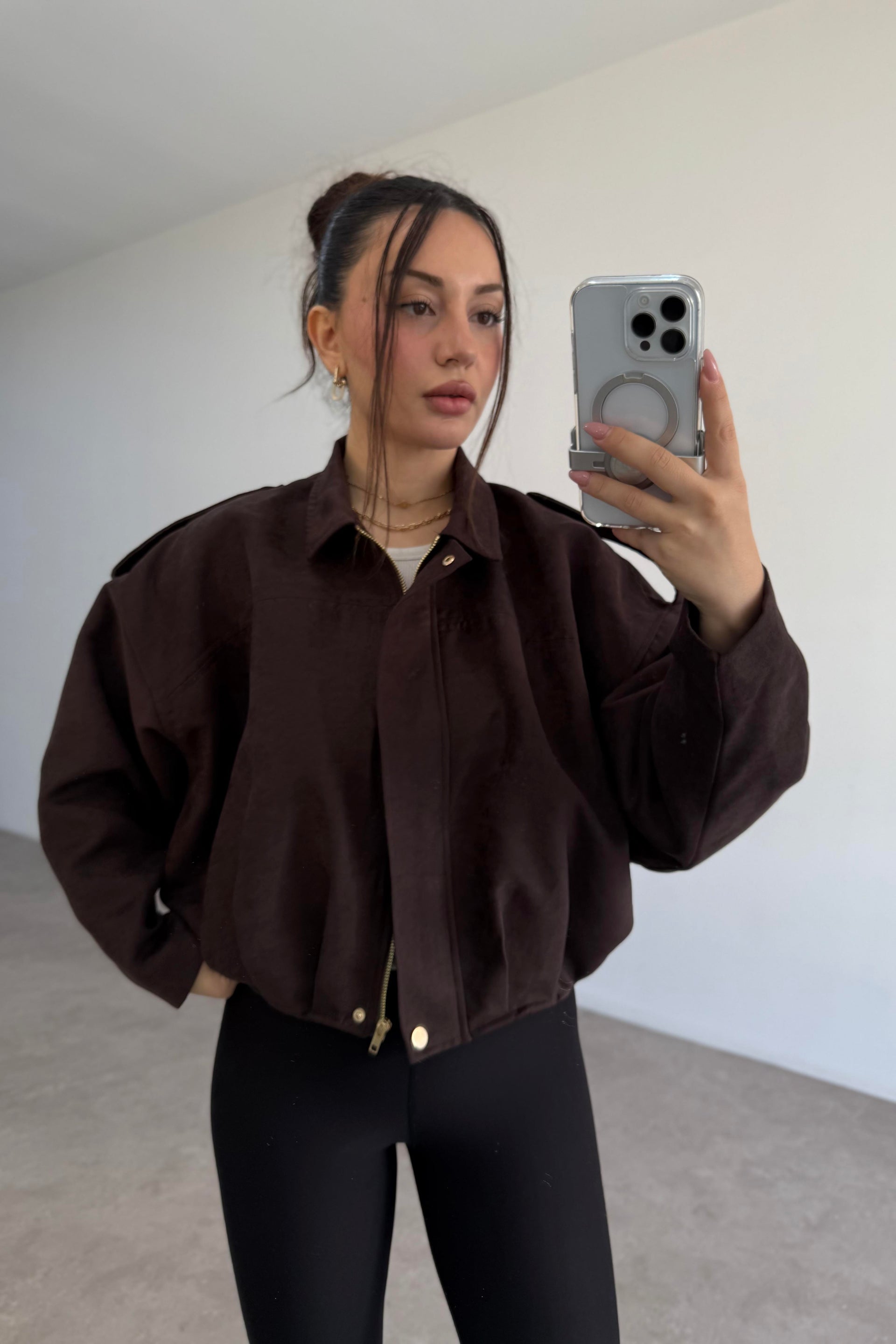 ZRA Model Premium Acı Kahve Bomber Süet Ceket