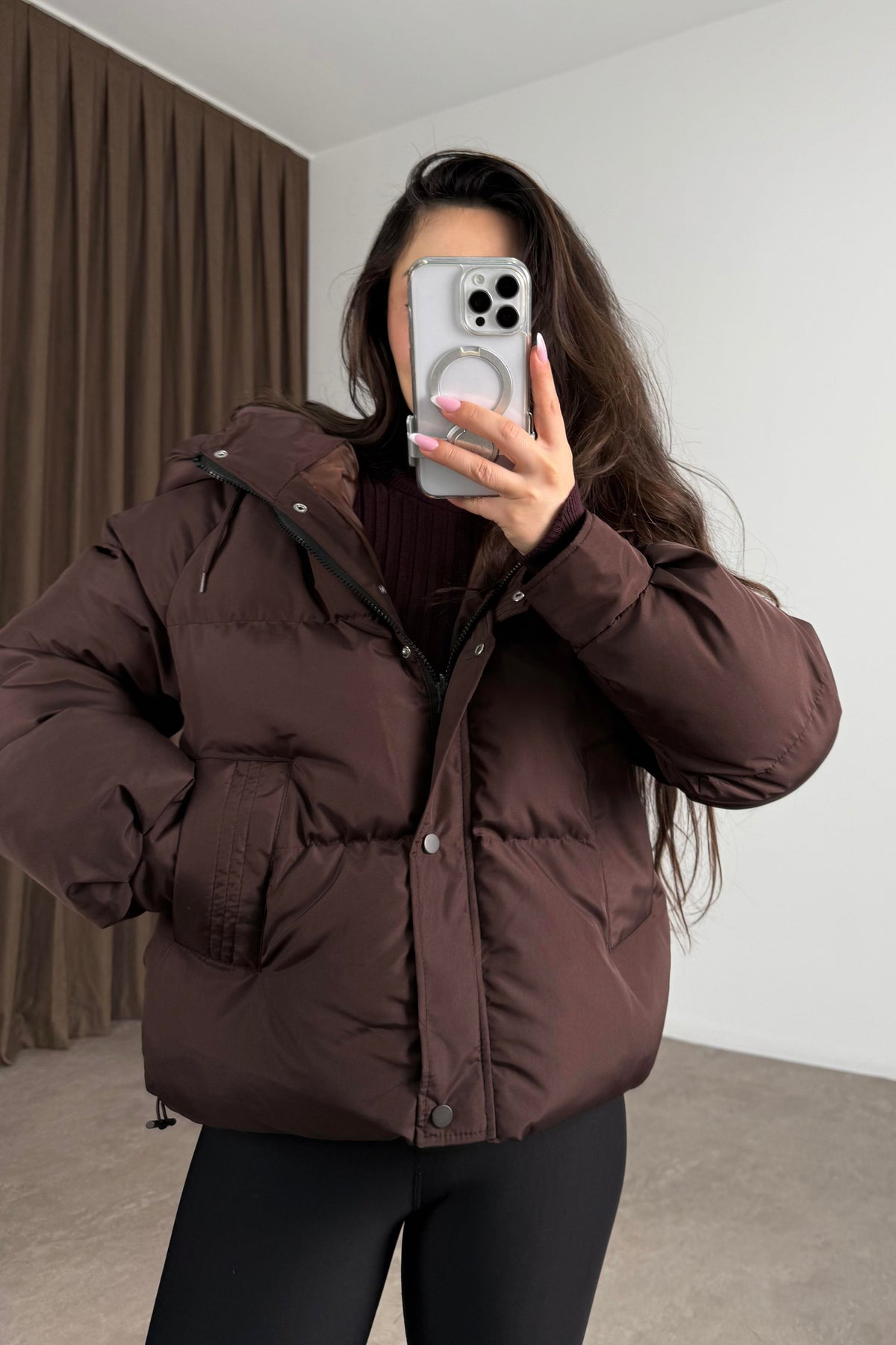 Zra Model Tasarım Kahve Şişme Mont