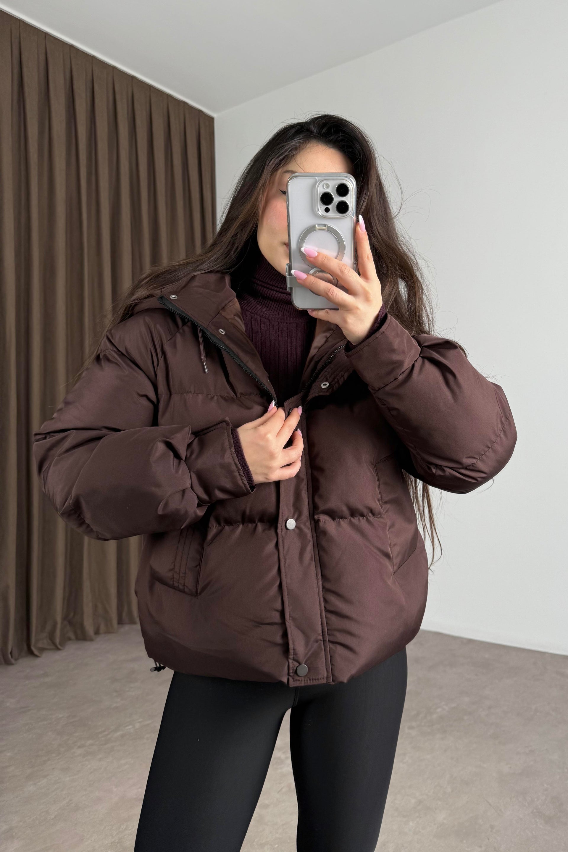 Zra Model Tasarım Kahve Şişme Mont