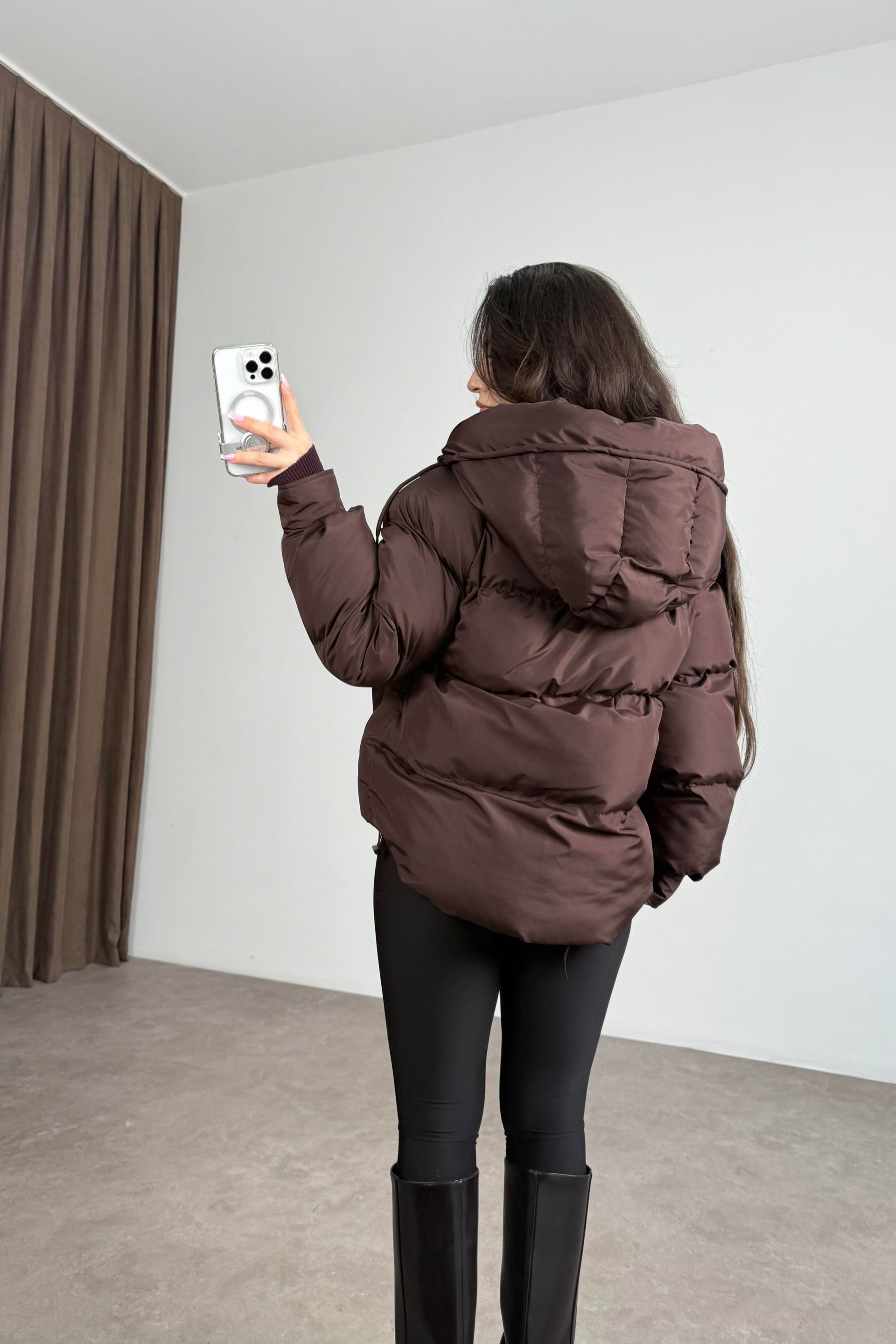 Zra Model Tasarım Kahve Şişme Mont