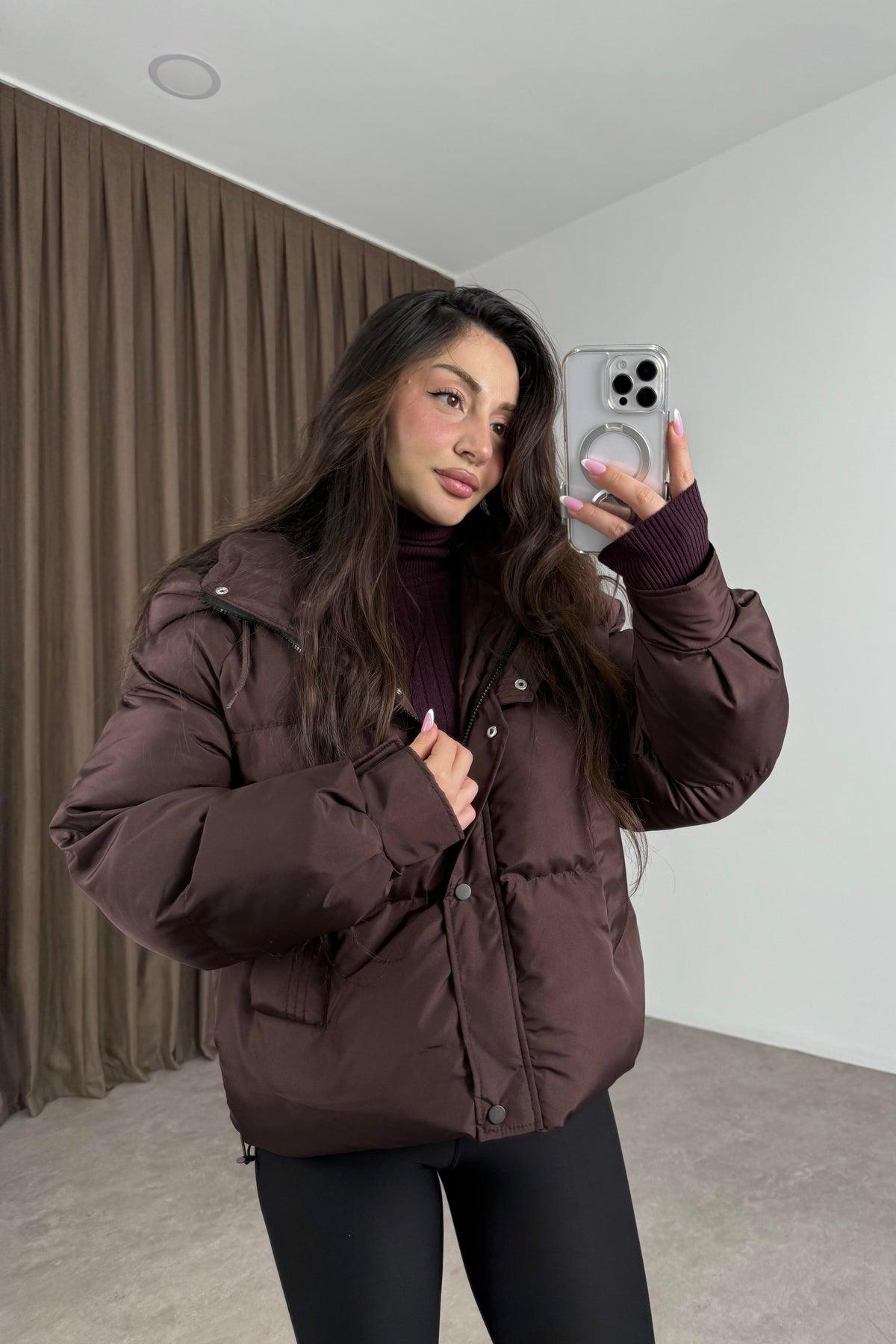 Zra Model Tasarım Kahve Şişme Mont