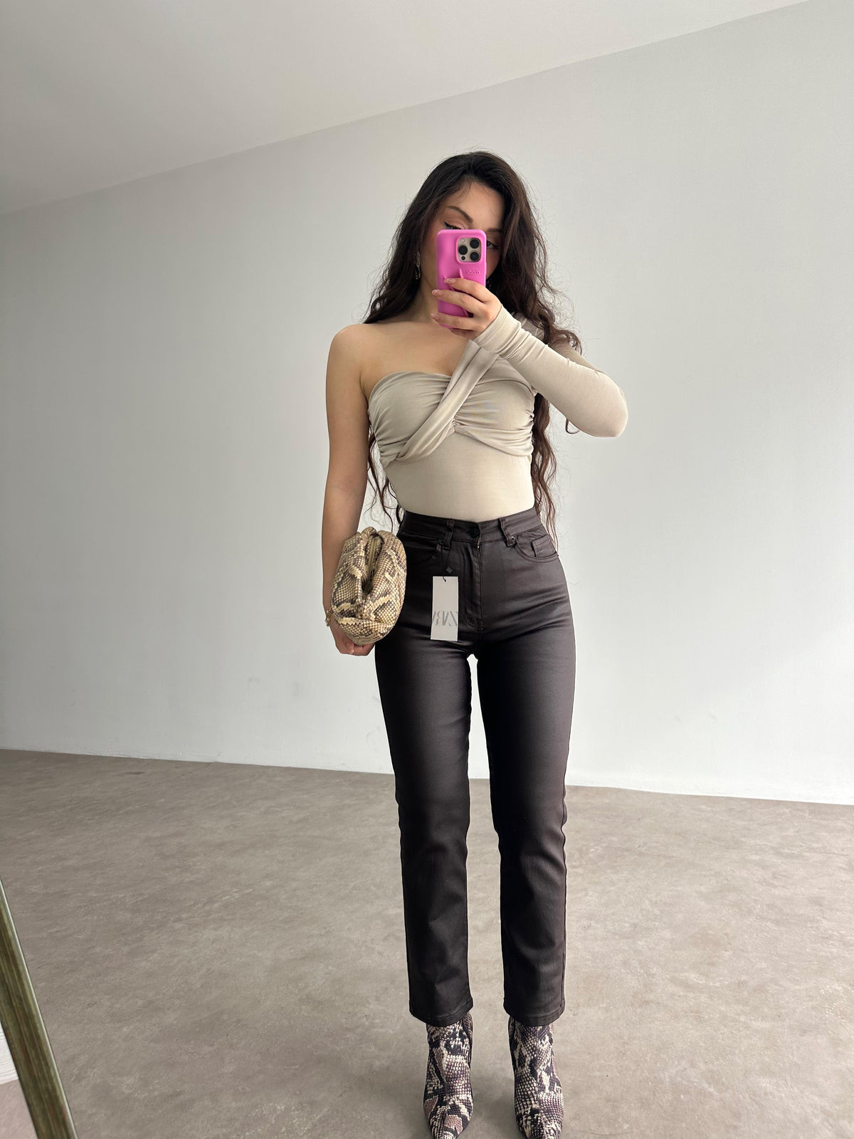 ZRA Mumlu Mom Fit Jean Acı Kahve