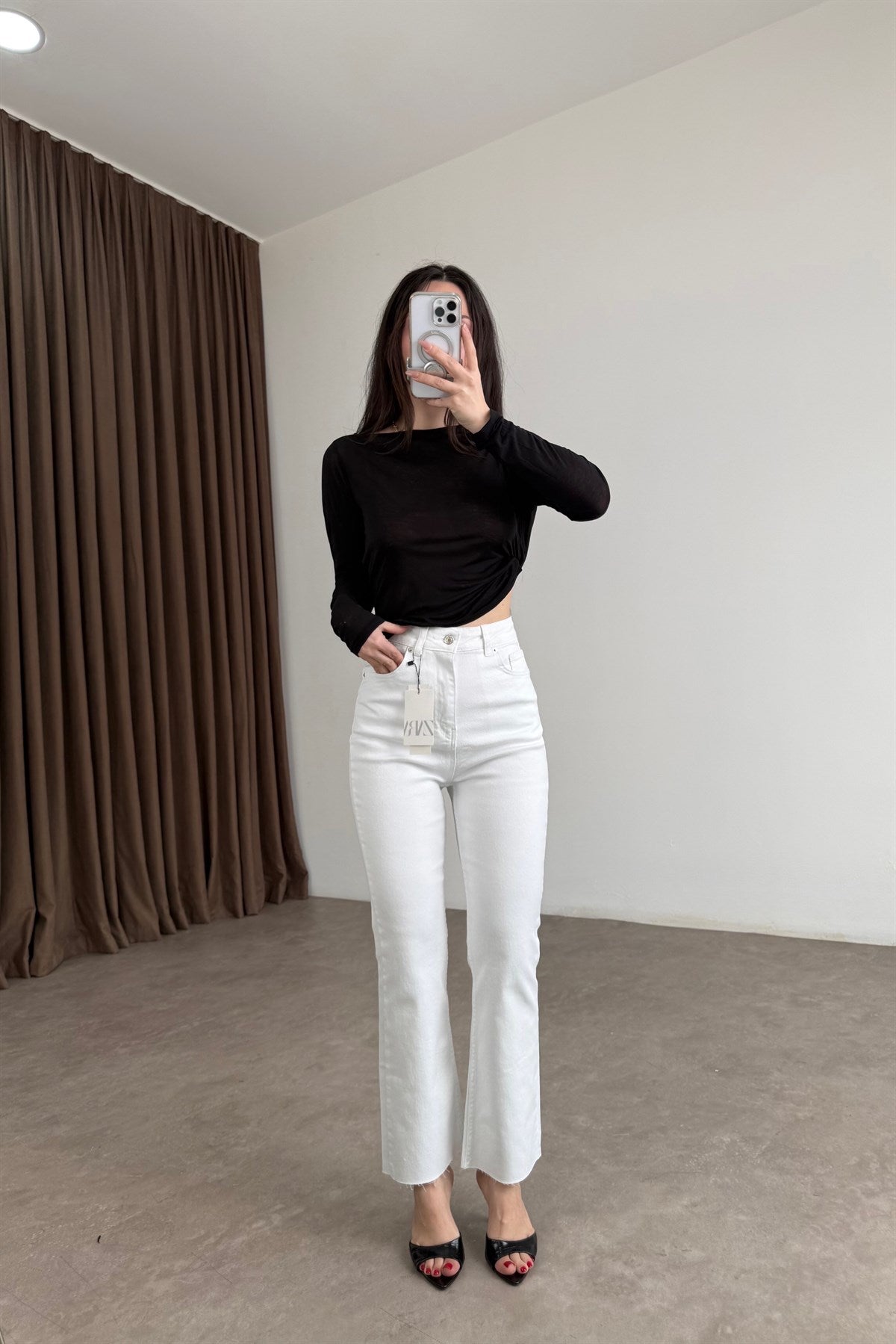 ZRA Orijinal Bilek Flare Beyaz Jean