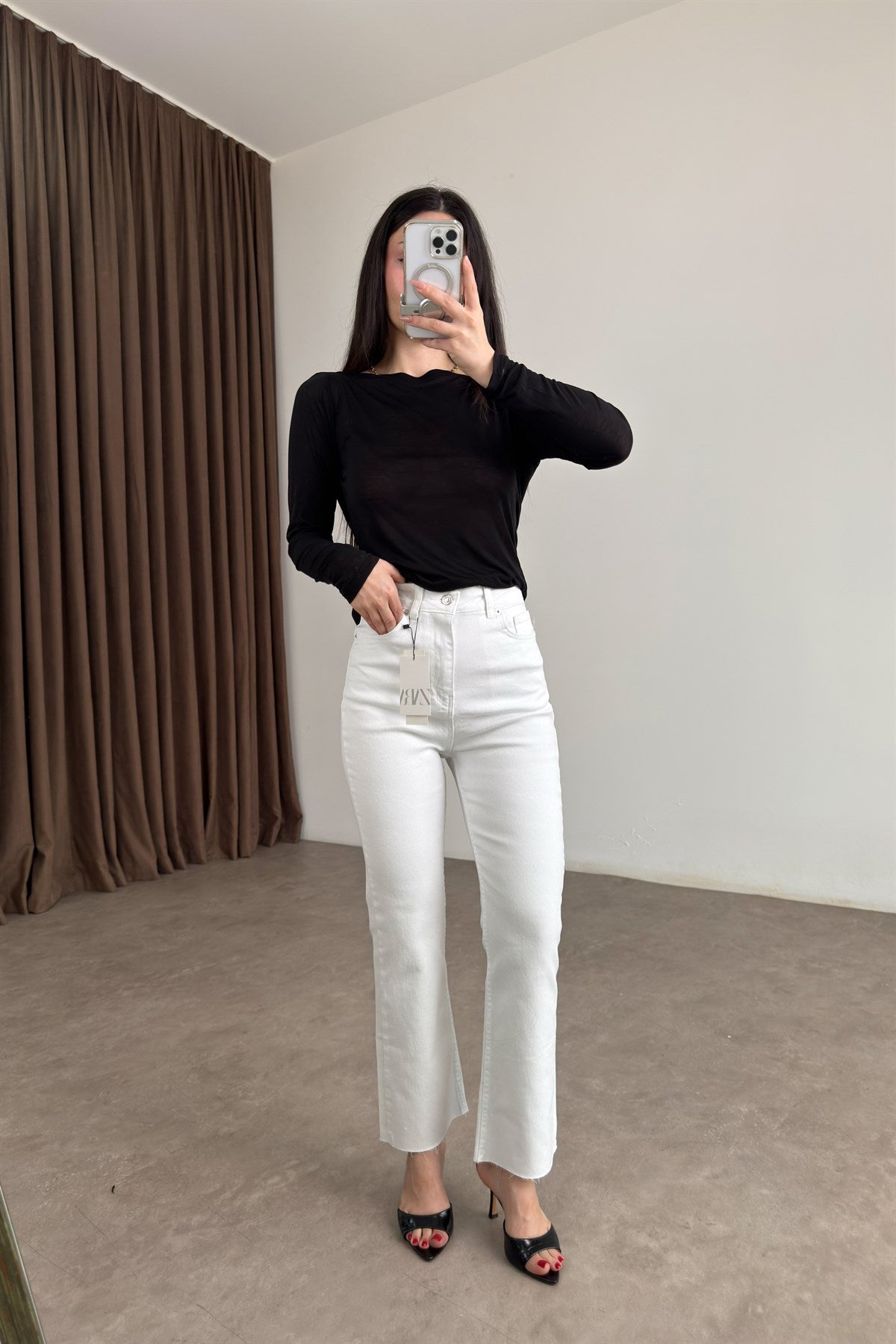 ZRA Orijinal Bilek Flare Beyaz Jean