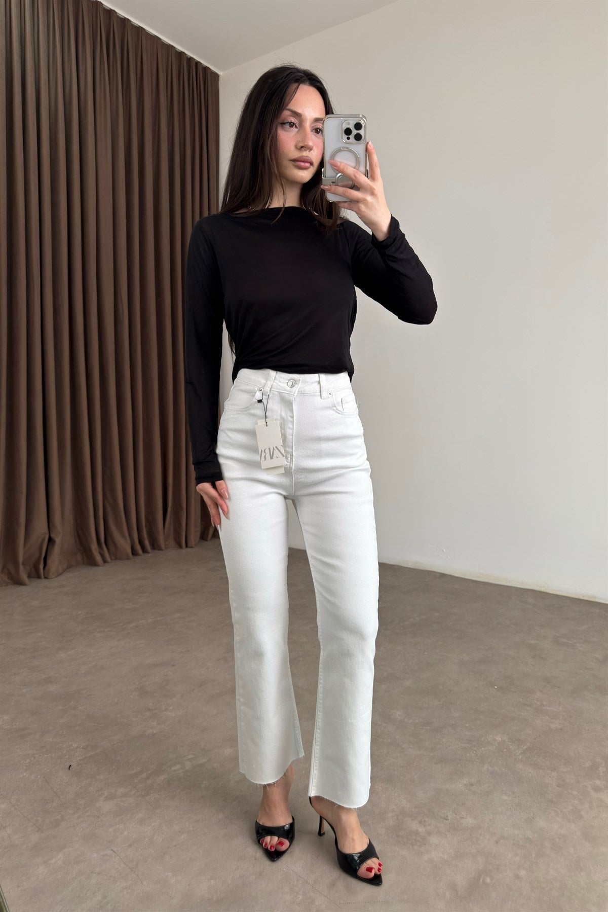 ZRA Orijinal Bilek Flare Beyaz Jean