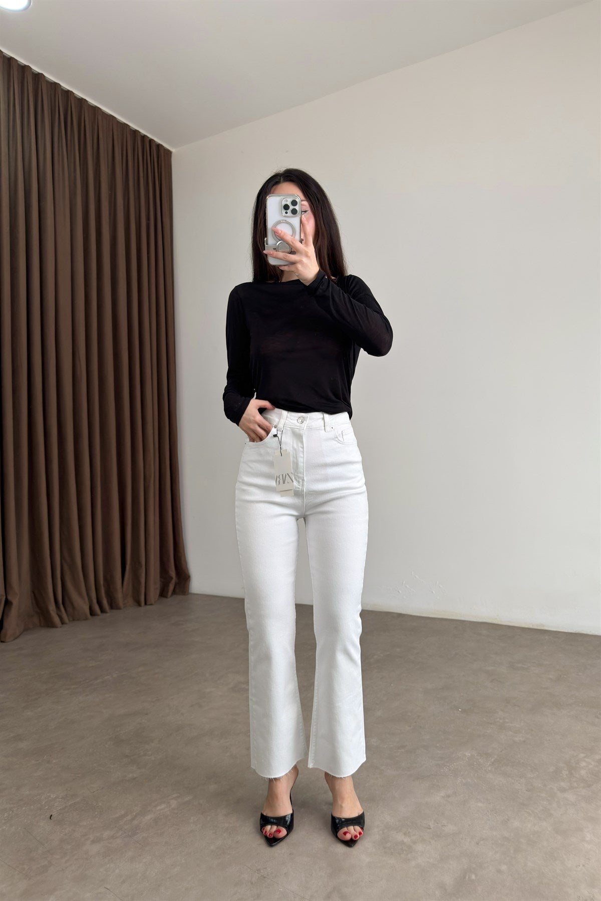 ZRA Orijinal Bilek Flare Beyaz Jean