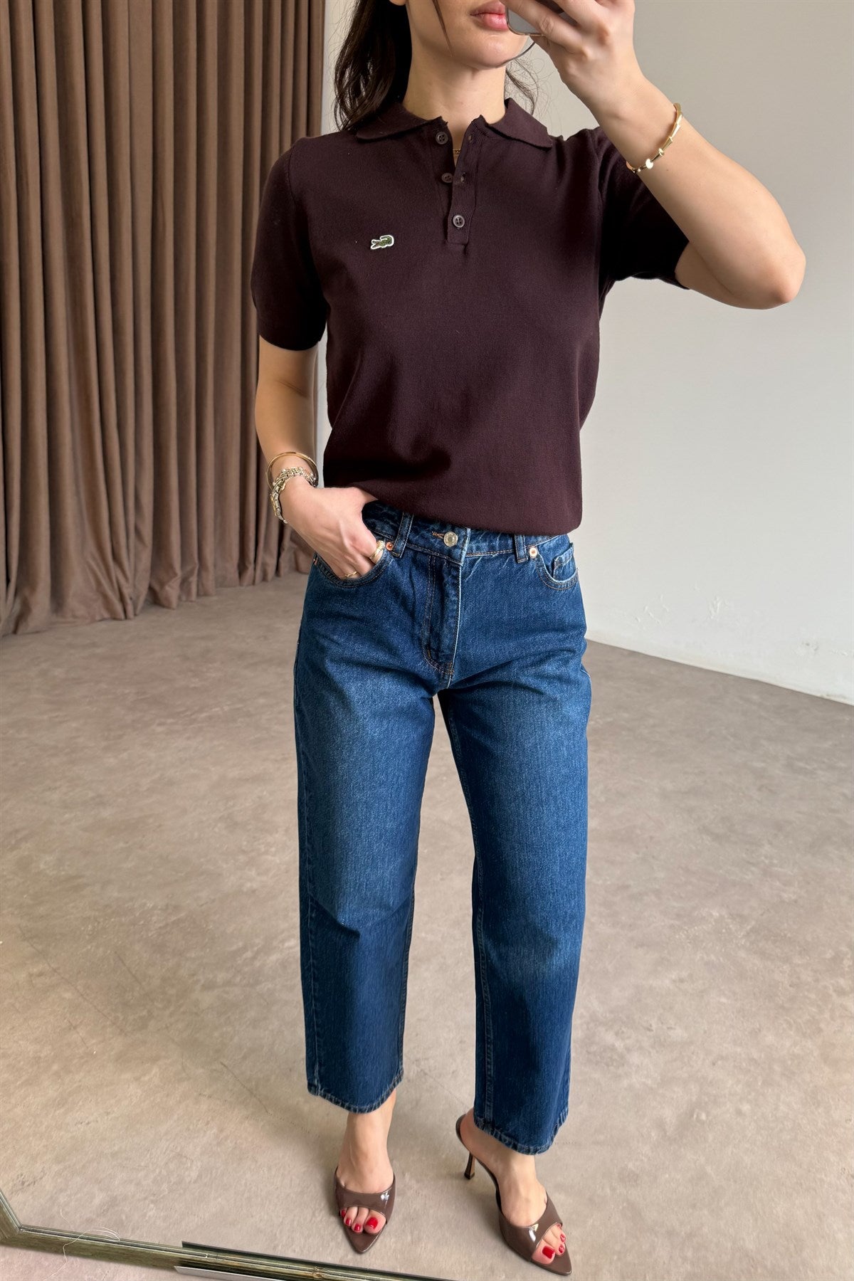 Zra Orijinal Dikişli Paça Mom Koyu Mavi Jean