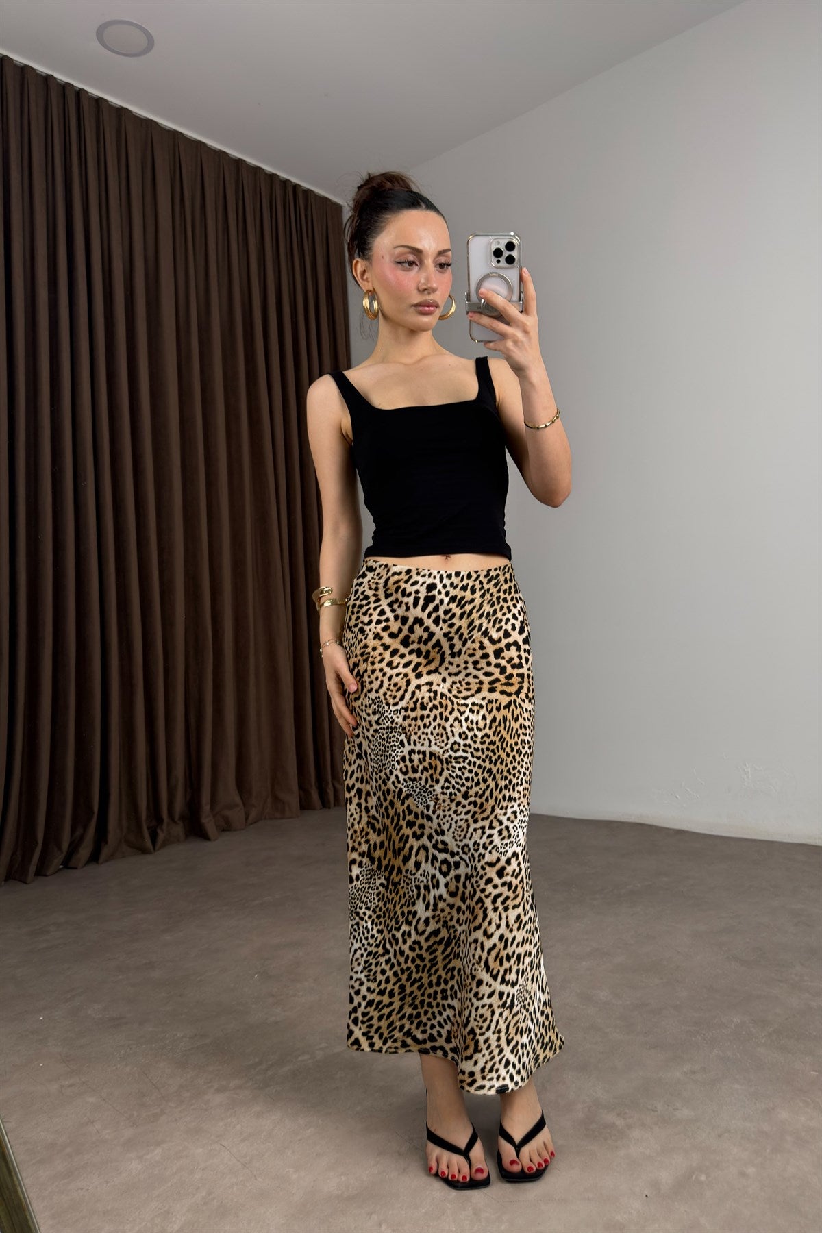 Zra Orijinal Leopar Midi Etek