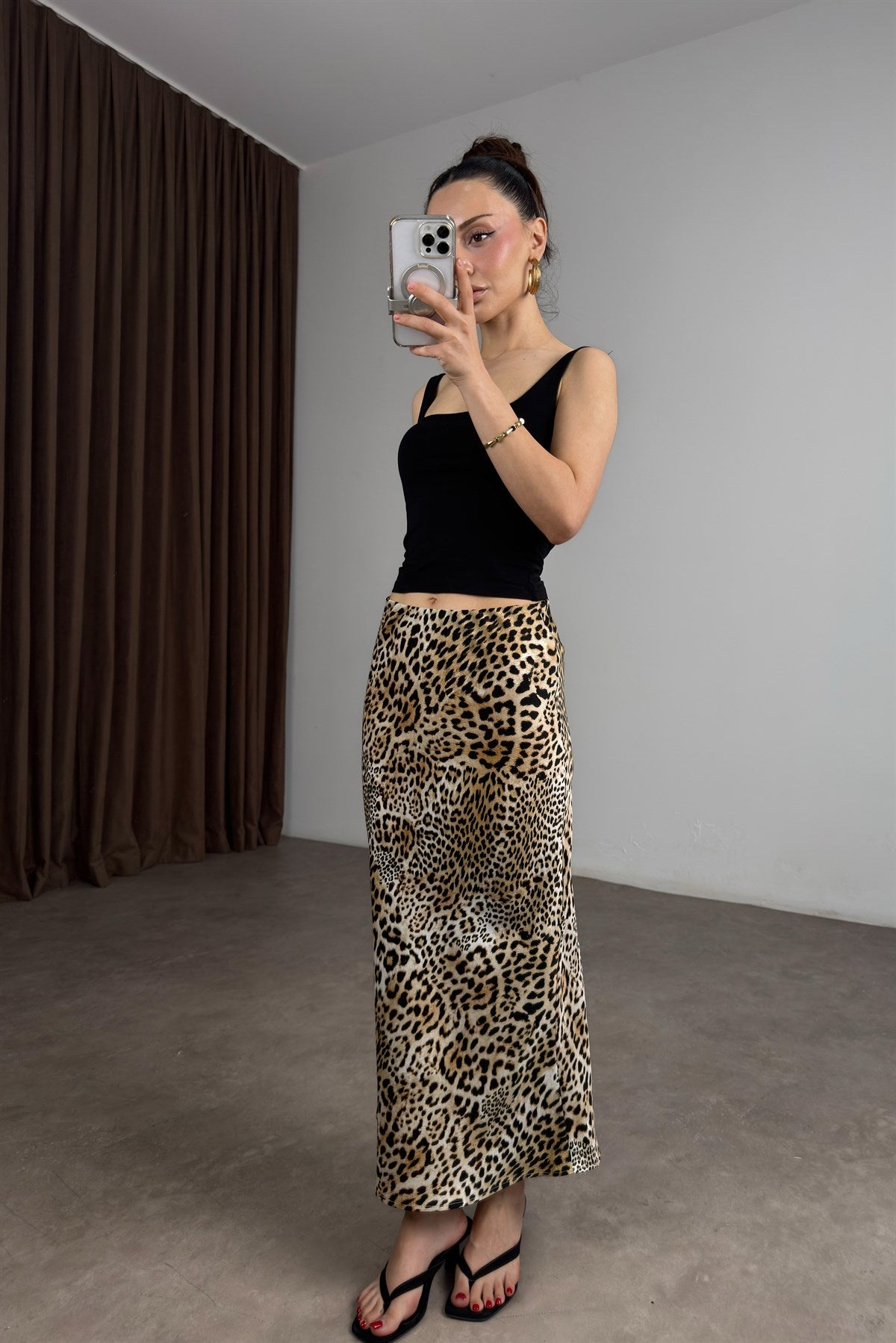 Zra Orijinal Leopar Midi Etek