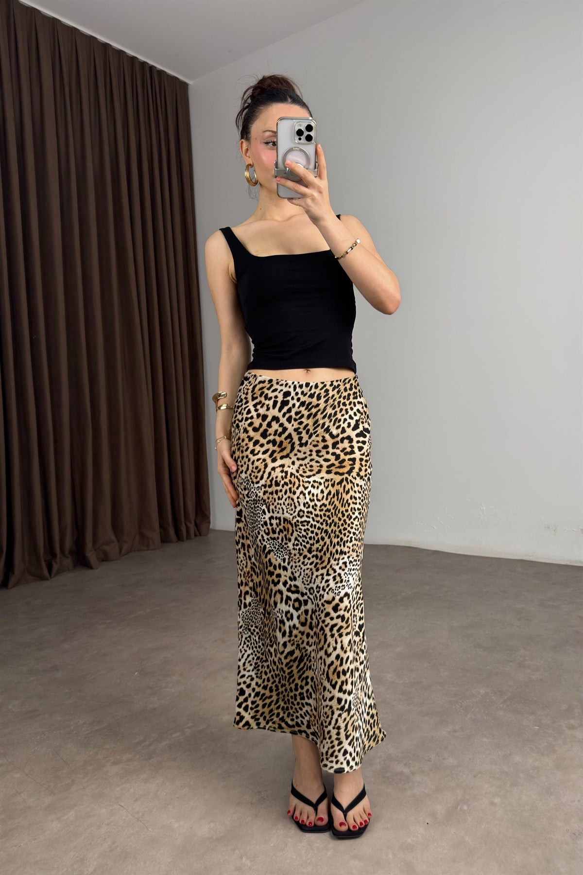 Zra Orijinal Leopar Midi Etek
