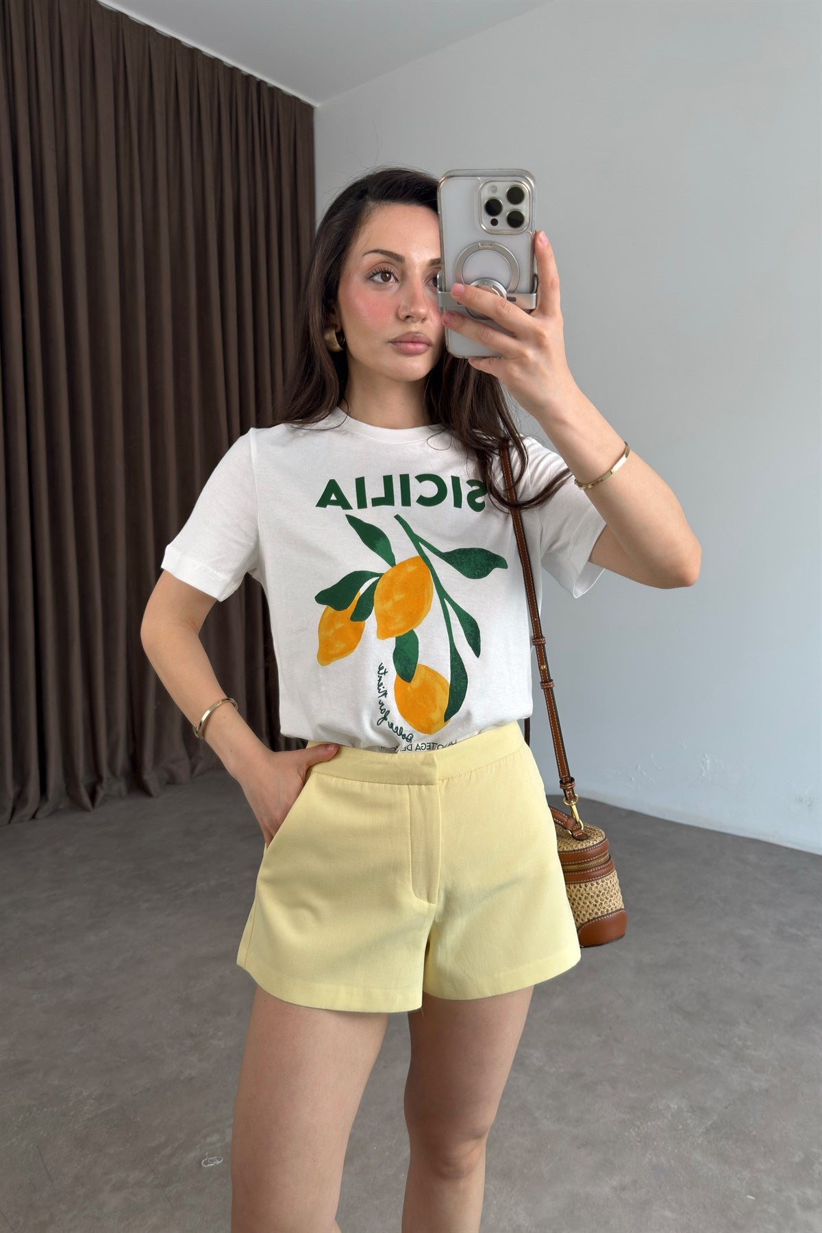 Zra Orijinal Tok Keten Butter Yellow Şort