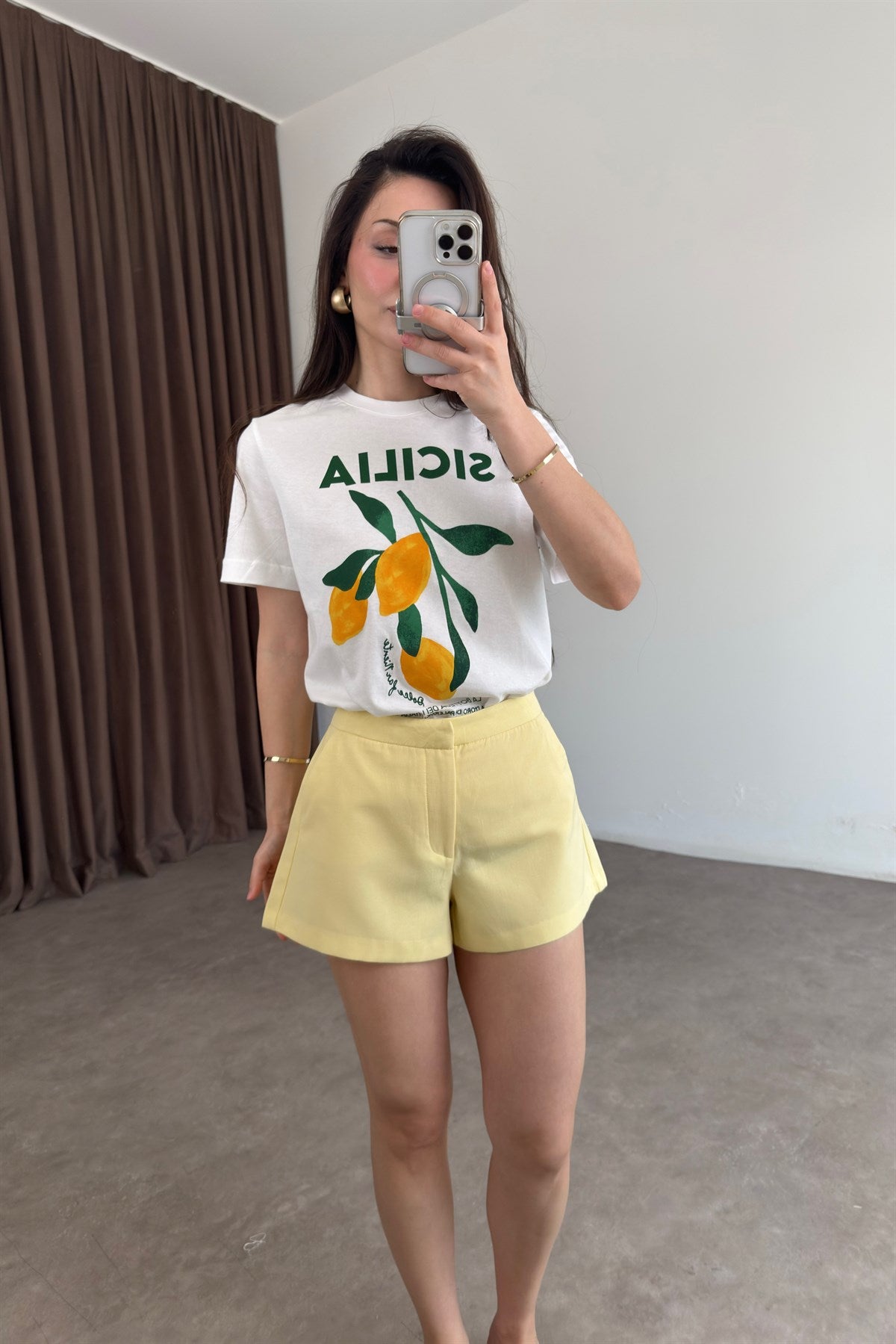 Zra Orijinal Tok Keten Butter Yellow Şort