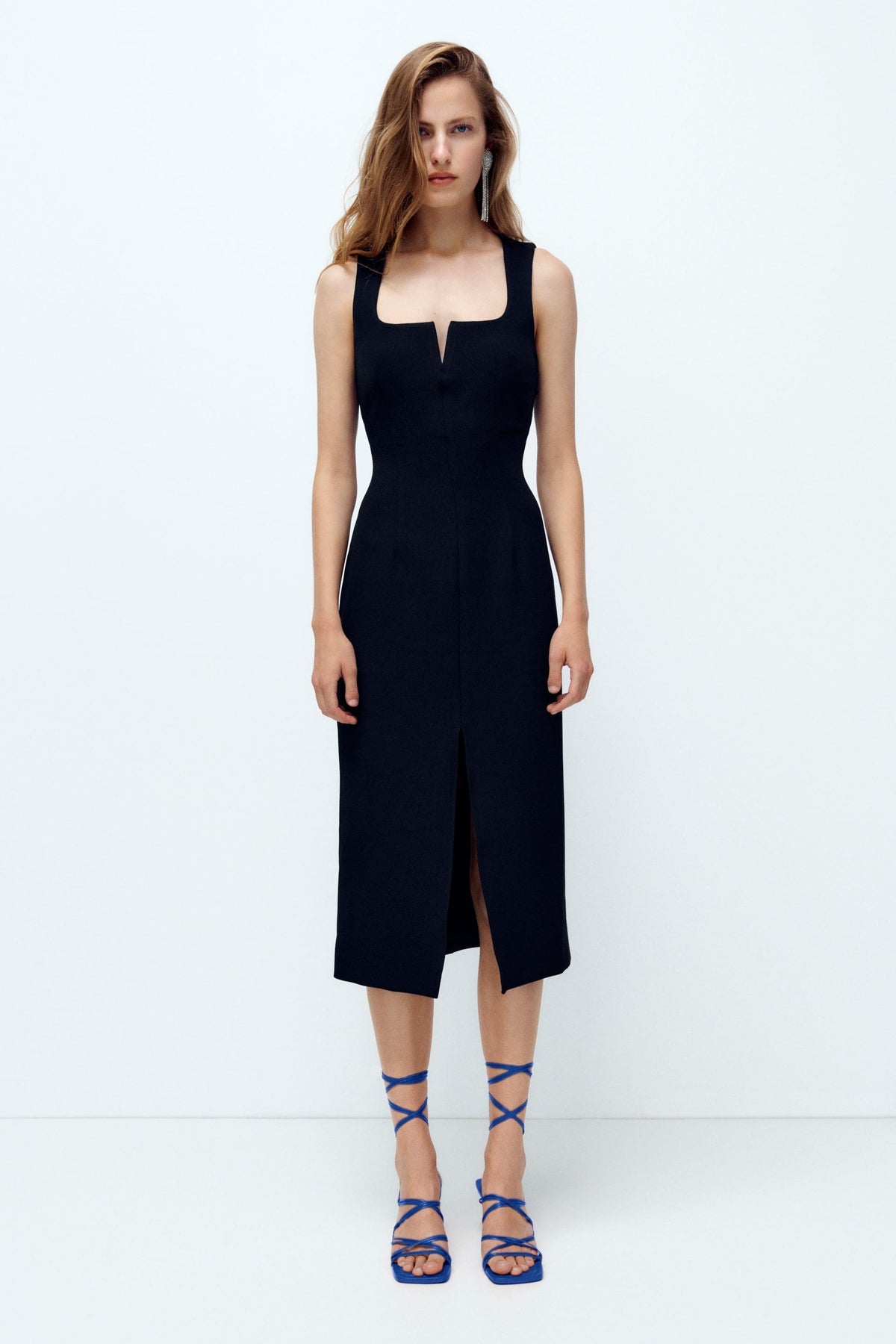 ZRA Orijinal v Pencereli Midi Elbise