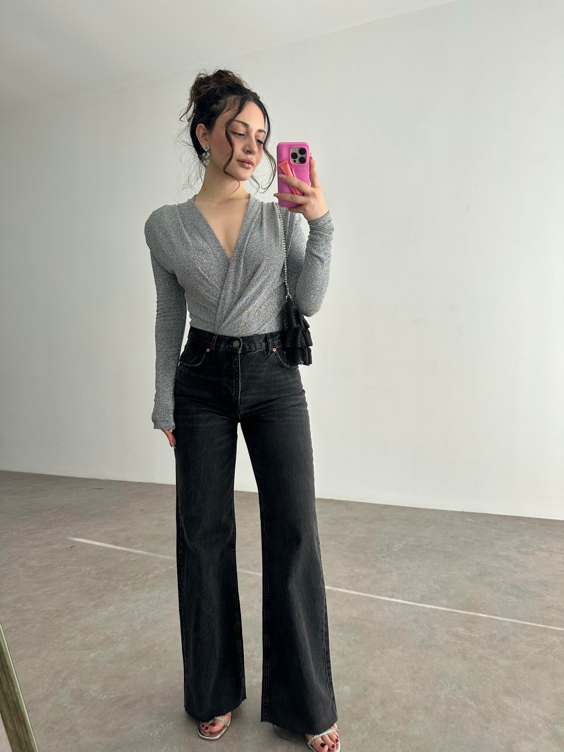 ZRA Orijinal Wide Leg Koyu Füme Jean