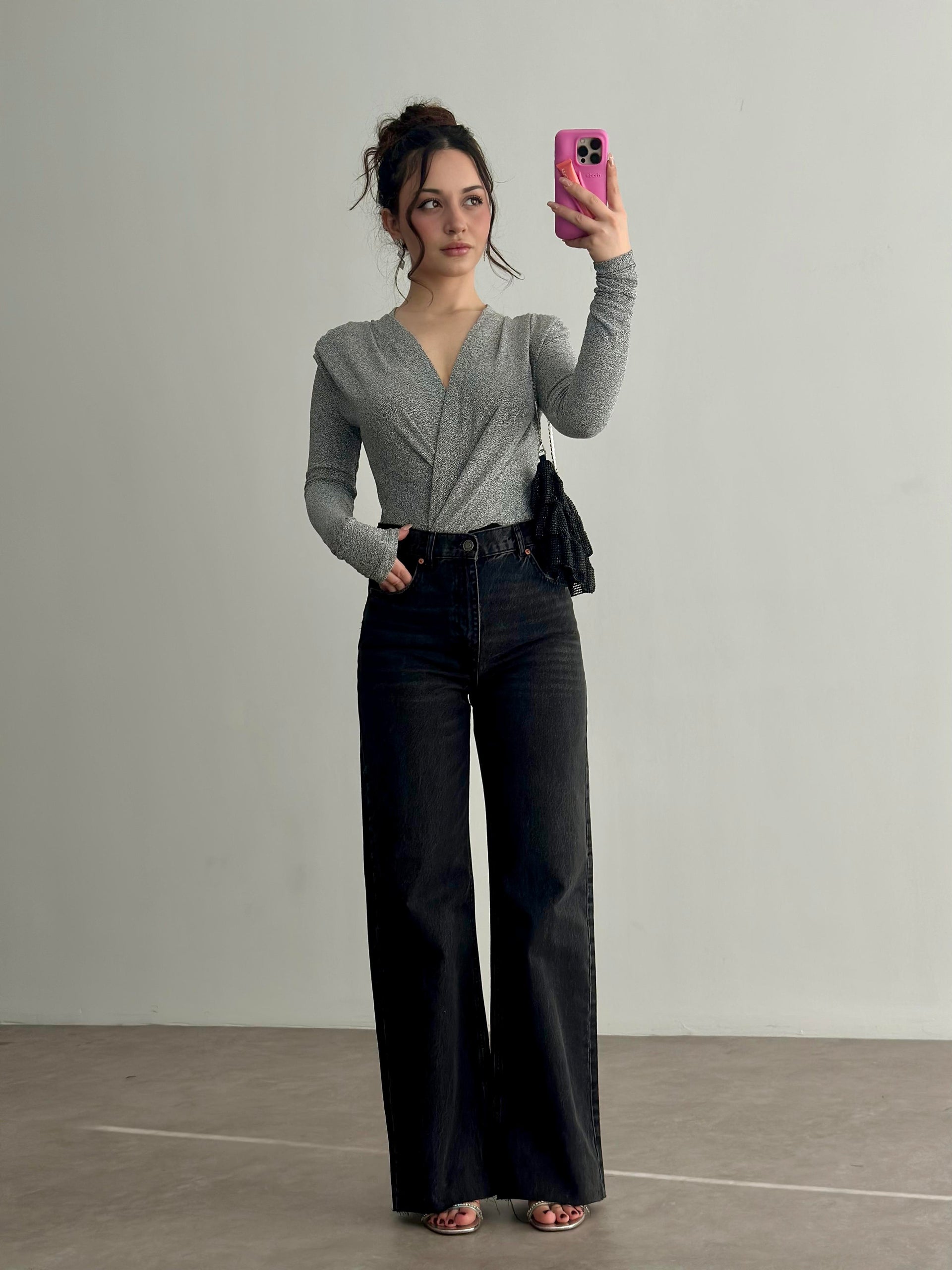 ZRA Orijinal Wide Leg Koyu Füme Jean